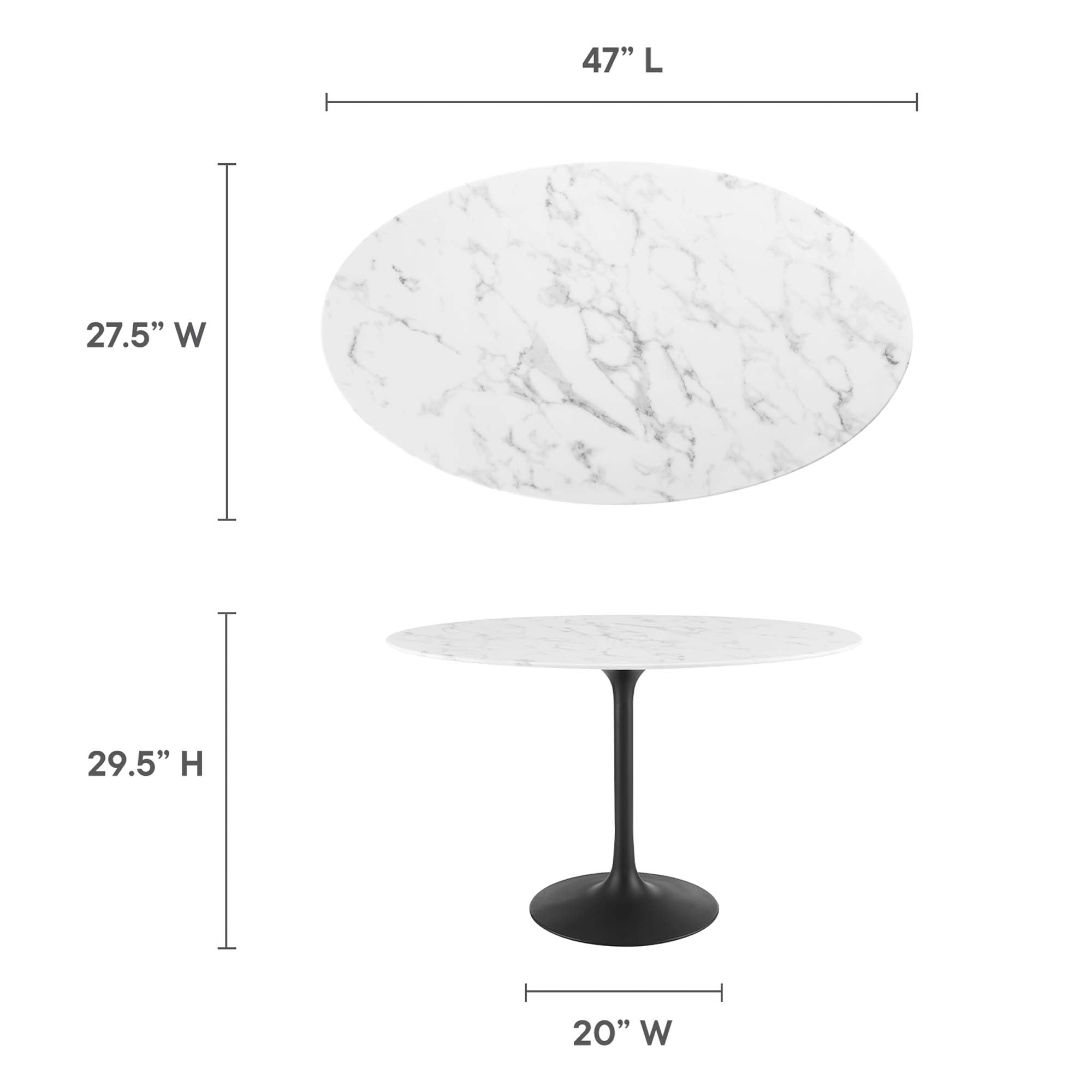 Modway Lippa 48" Oval Faux Marble Dining Table