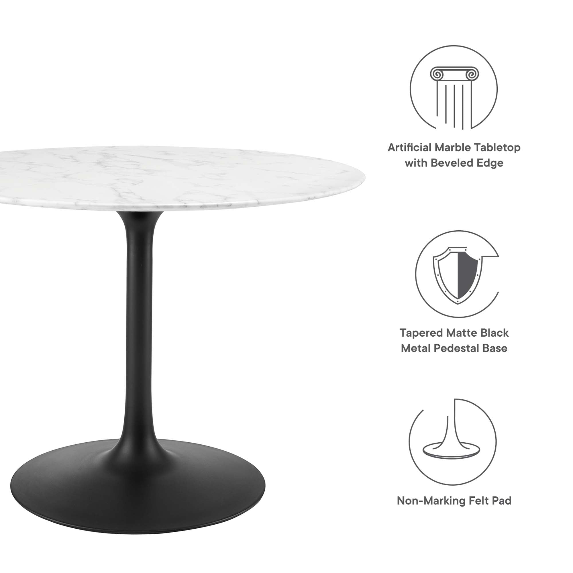 Modway Lippa 40" Round Faux Marble Dining Table