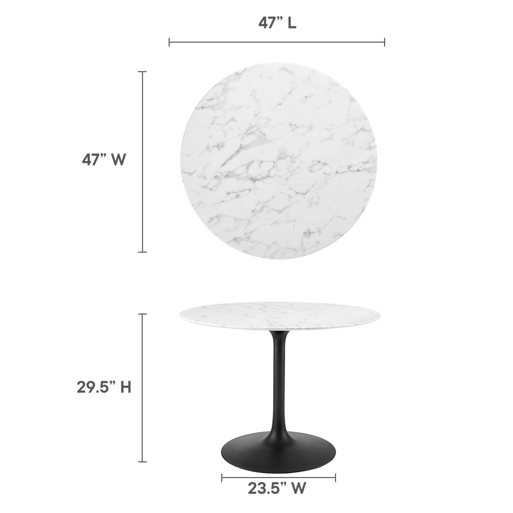Modway Lippa 40" Round Faux Marble Dining Table