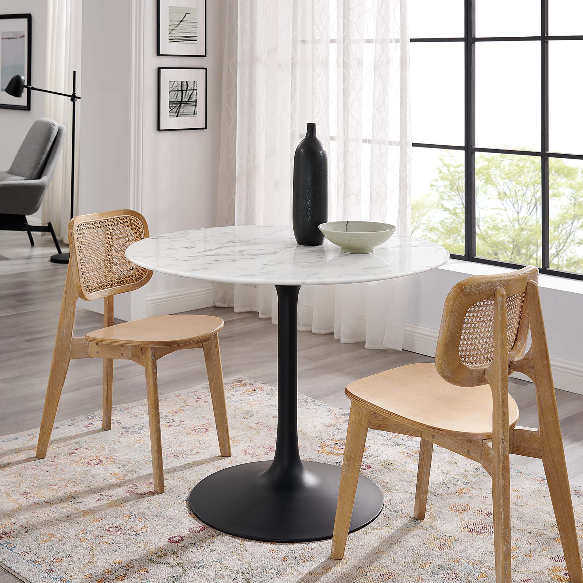 Modway Lippa 40" Round Faux Marble Dining Table