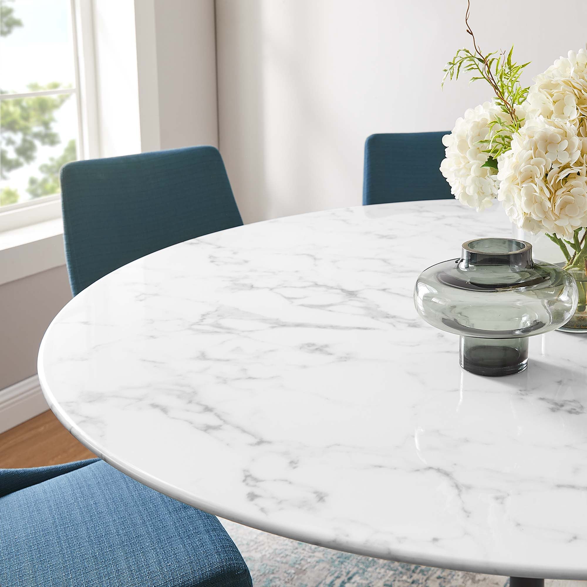 Modway Lippa 60" Round Faux Marble Dining Table
