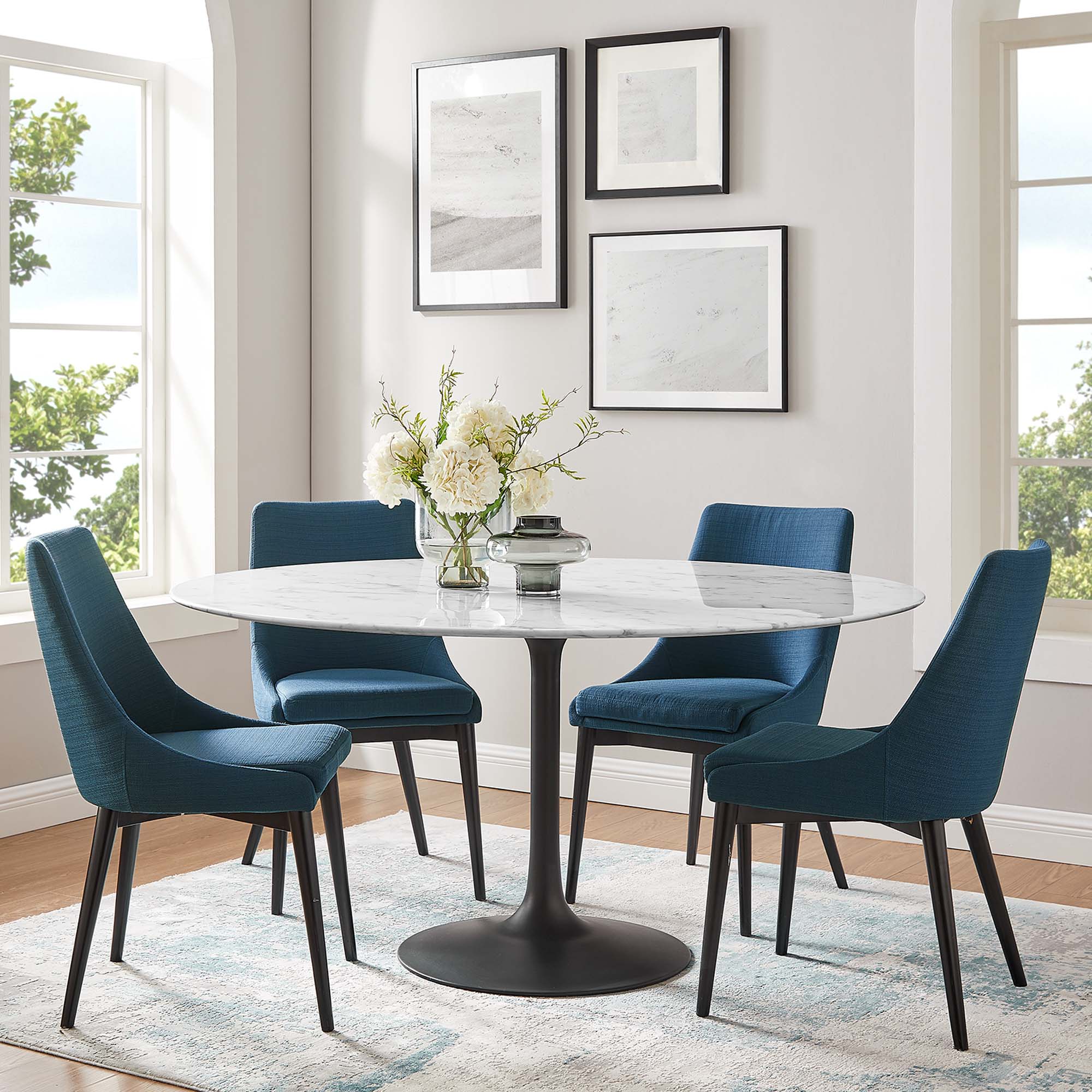 Modway Lippa 60" Round Faux Marble Dining Table
