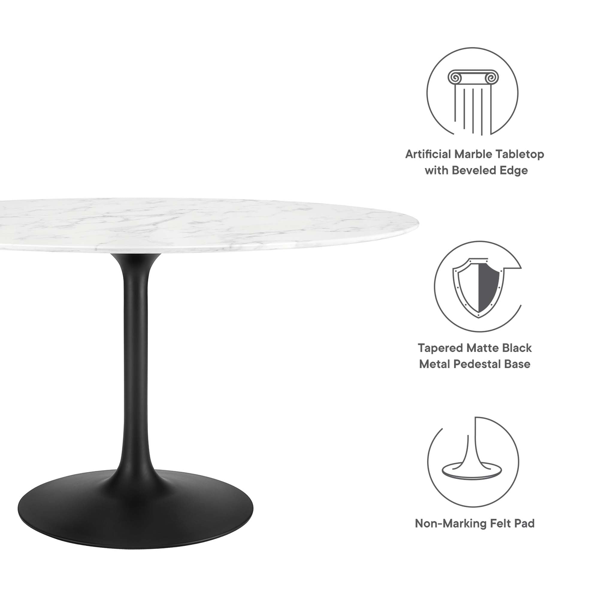 Modway Lippa 54" Oval Faux Marble Dining Table