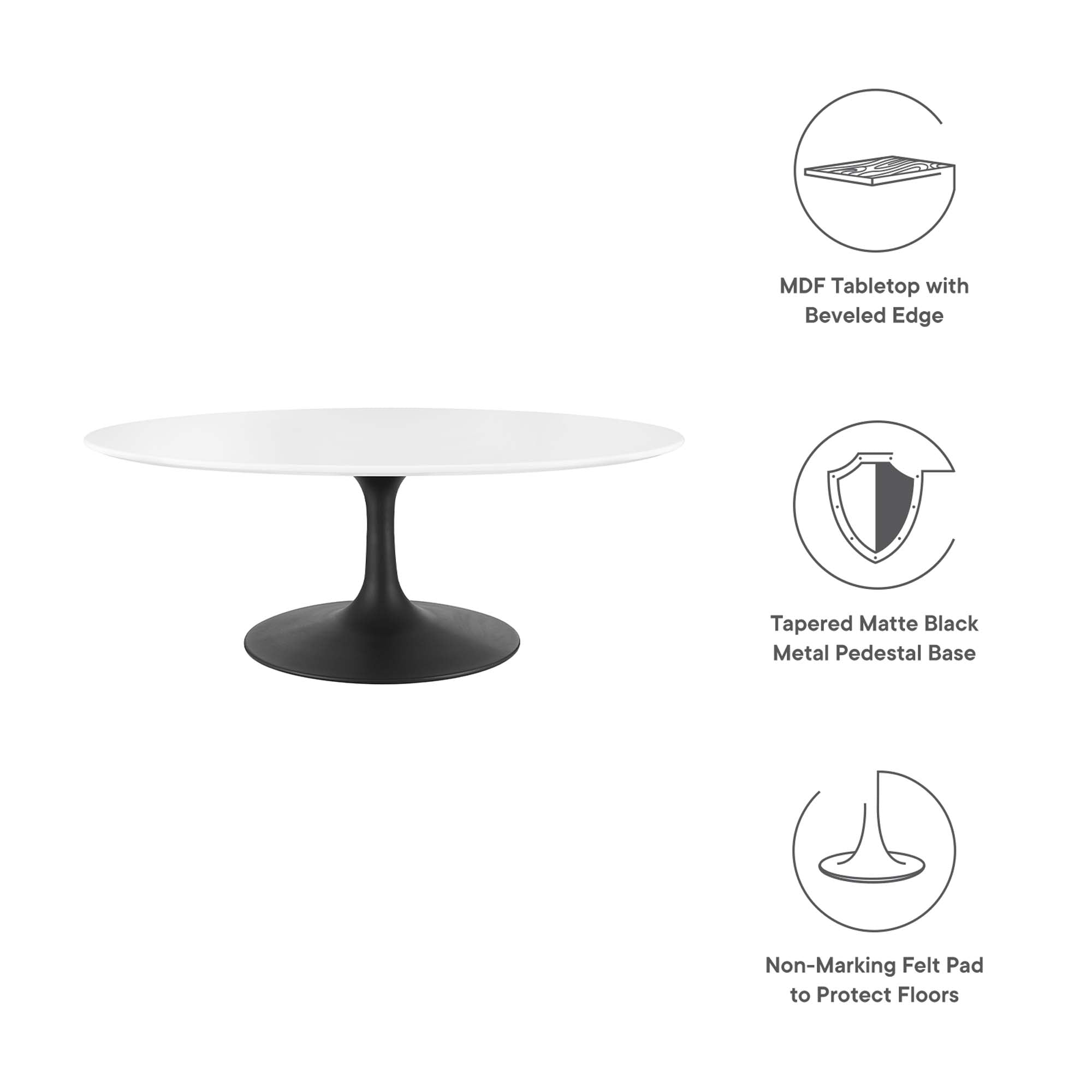 Modway Lippa 42" Oval Wood Coffee Table