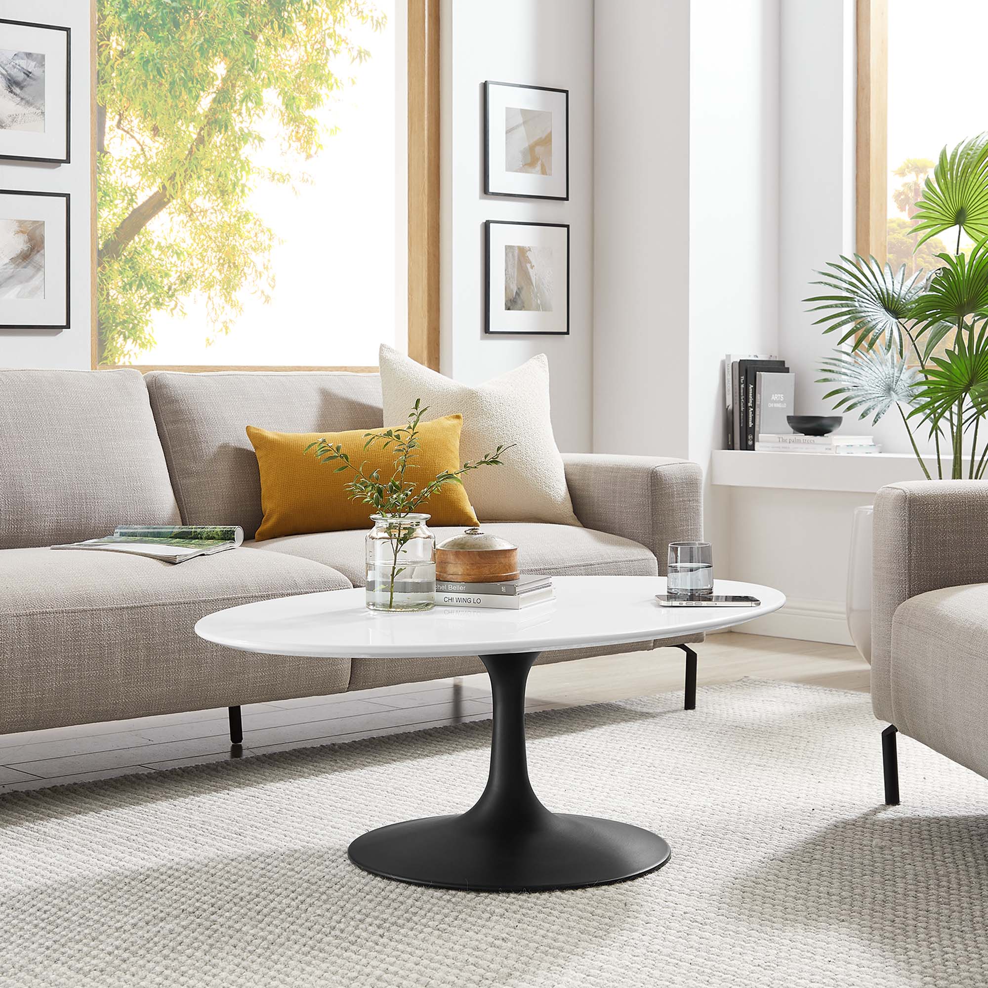 Modway Lippa 42" Oval Wood Coffee Table
