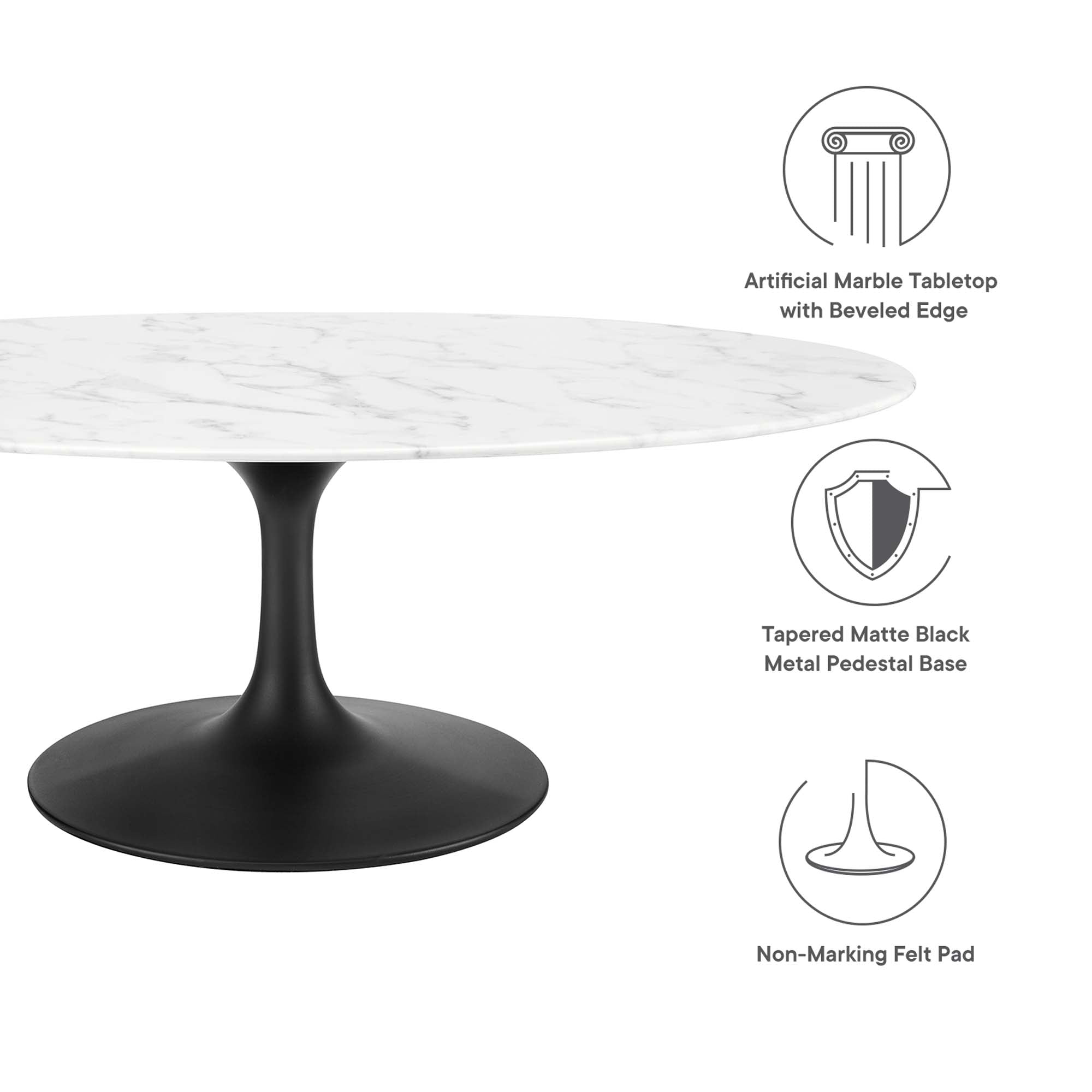 Modway Lippa 48" Oval Faux Marble Coffee Table