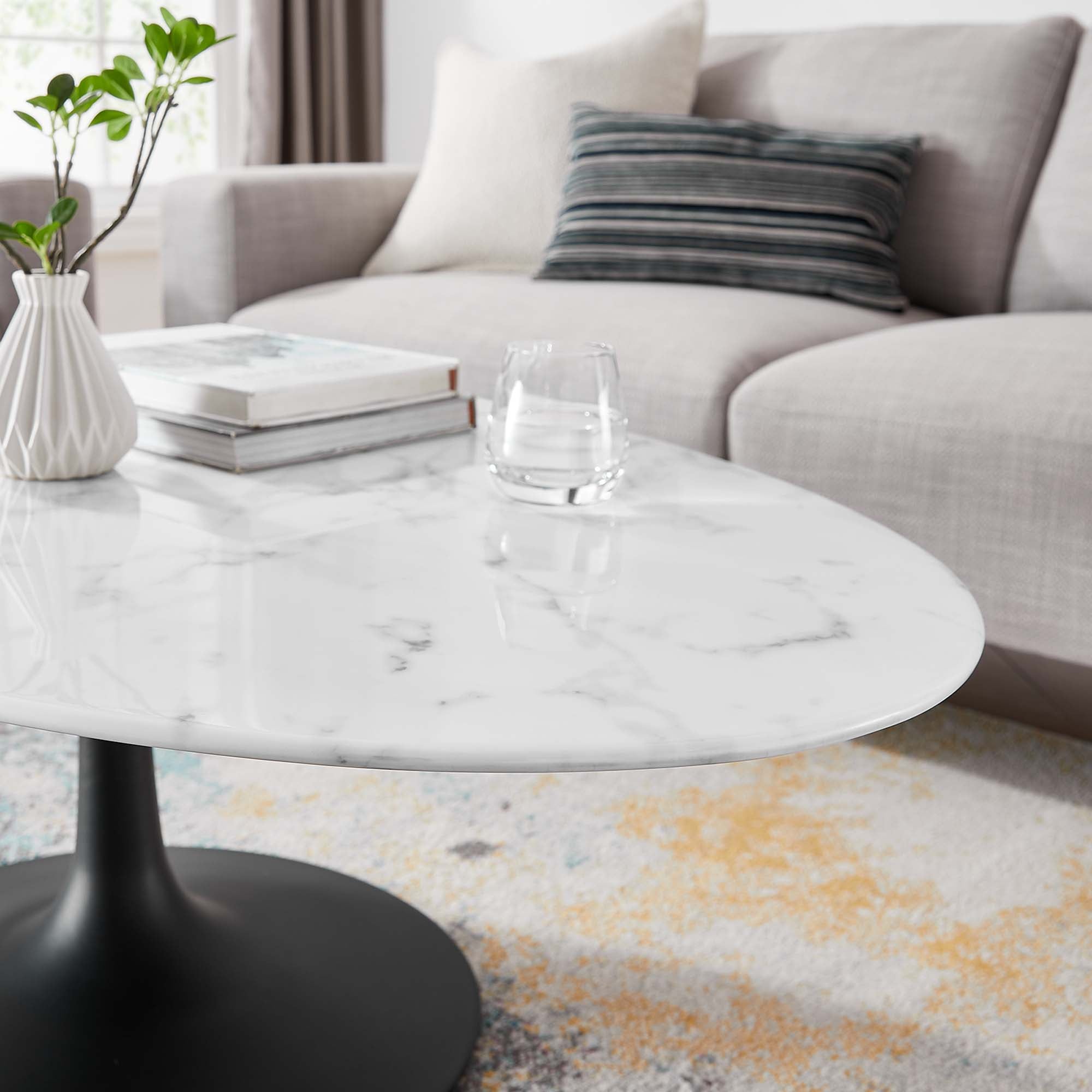 Modway Lippa 48" Oval Faux Marble Coffee Table