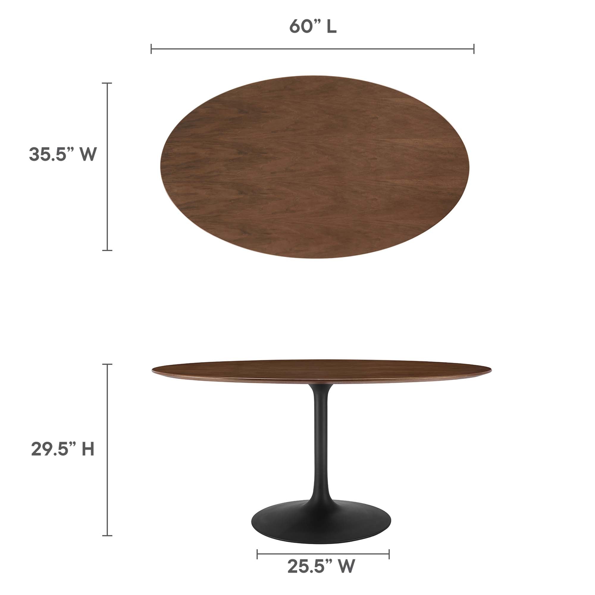 Modway Lippa 60" Oval Walnut Wood Dining Table