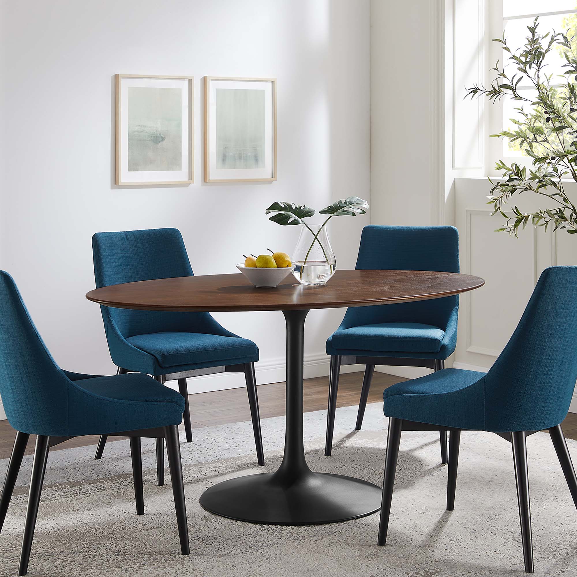 Modway Lippa 60" Oval Walnut Wood Dining Table