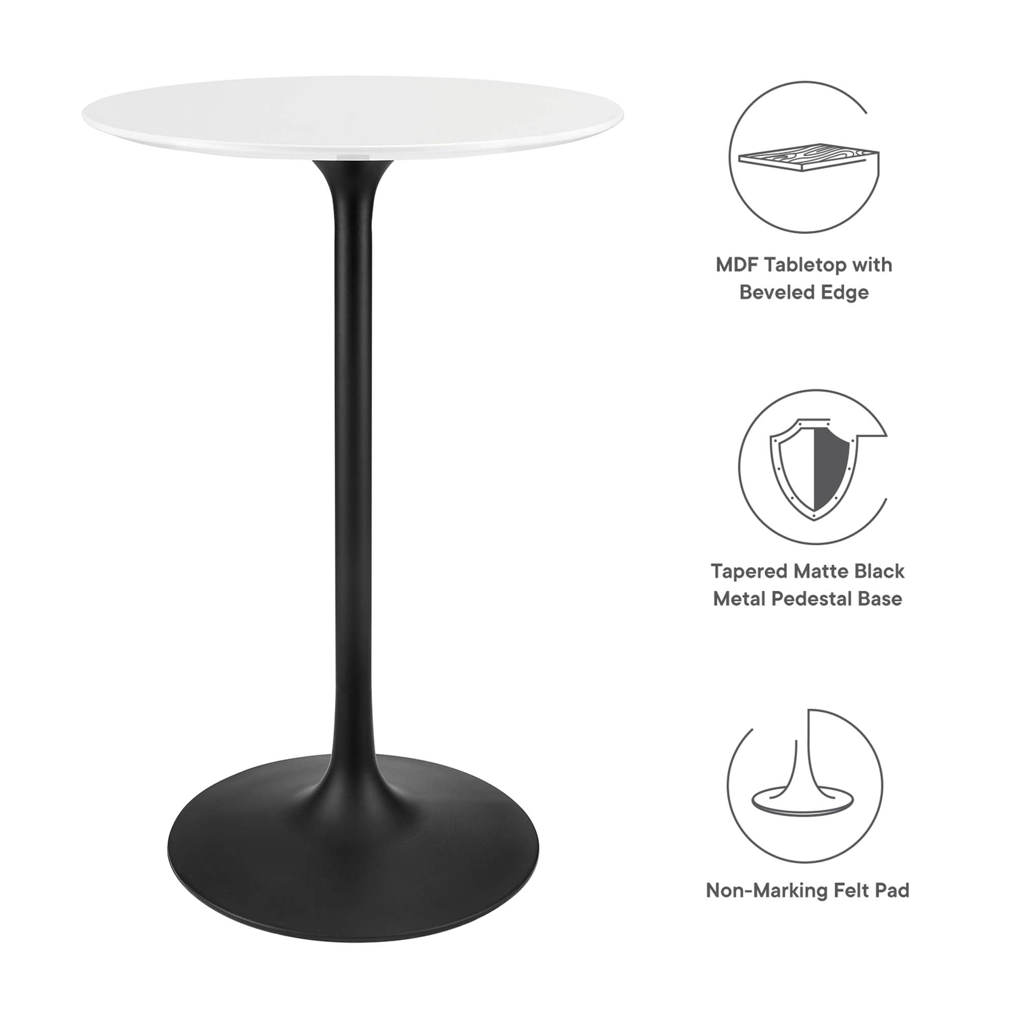 Modway Lippa 28" Round Wood Bar Table