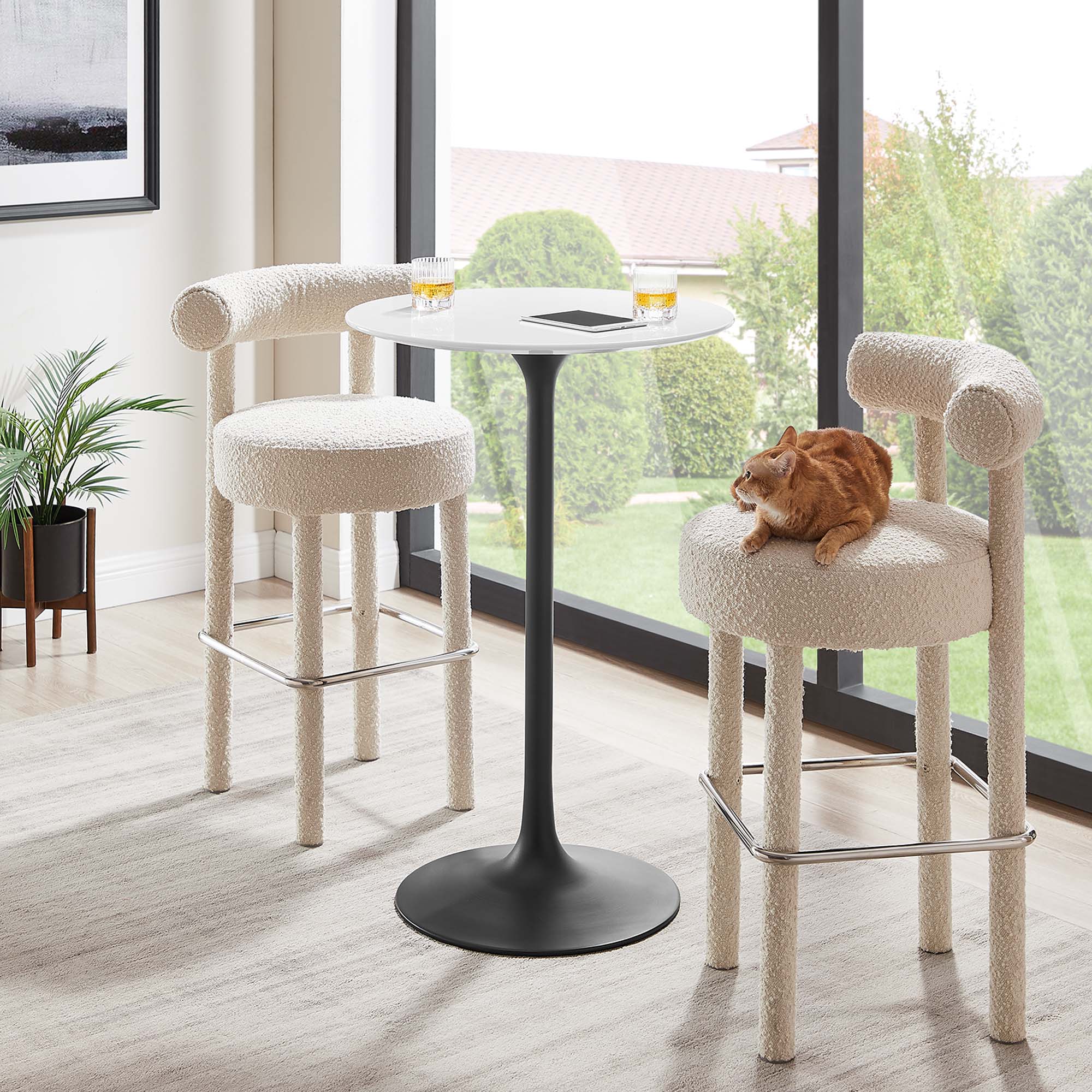 Modway Lippa 28" Round Wood Bar Table