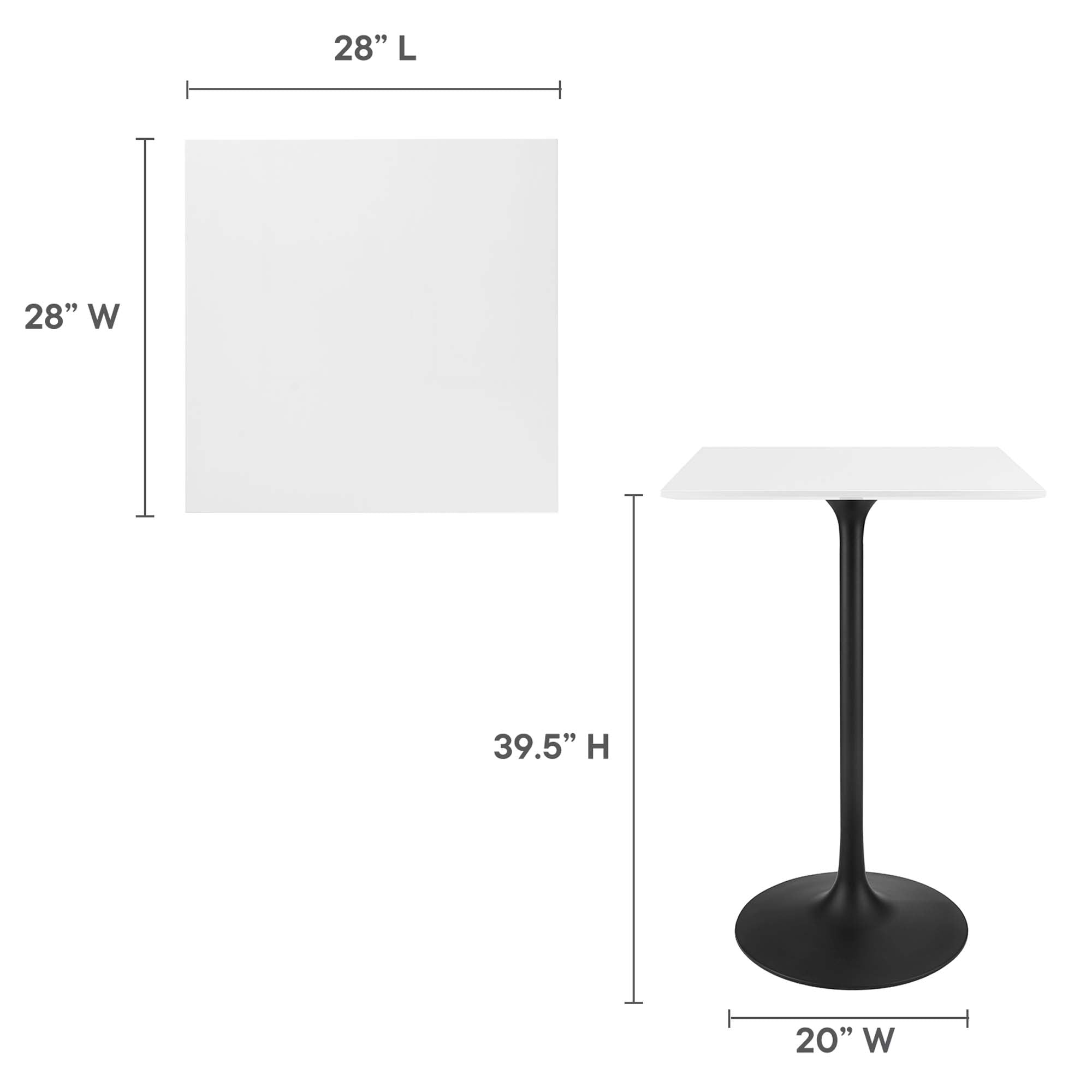 Modway Lippa 28" Square Wood Bar Table