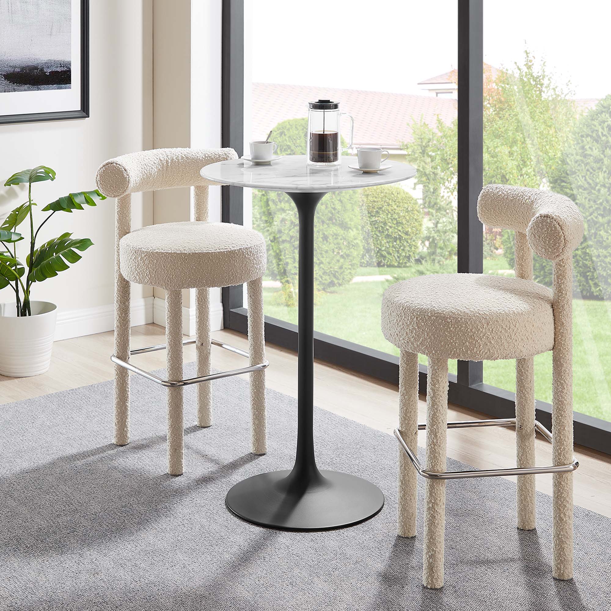 Modway Lippa 28" Round Faux Marble Bar Table