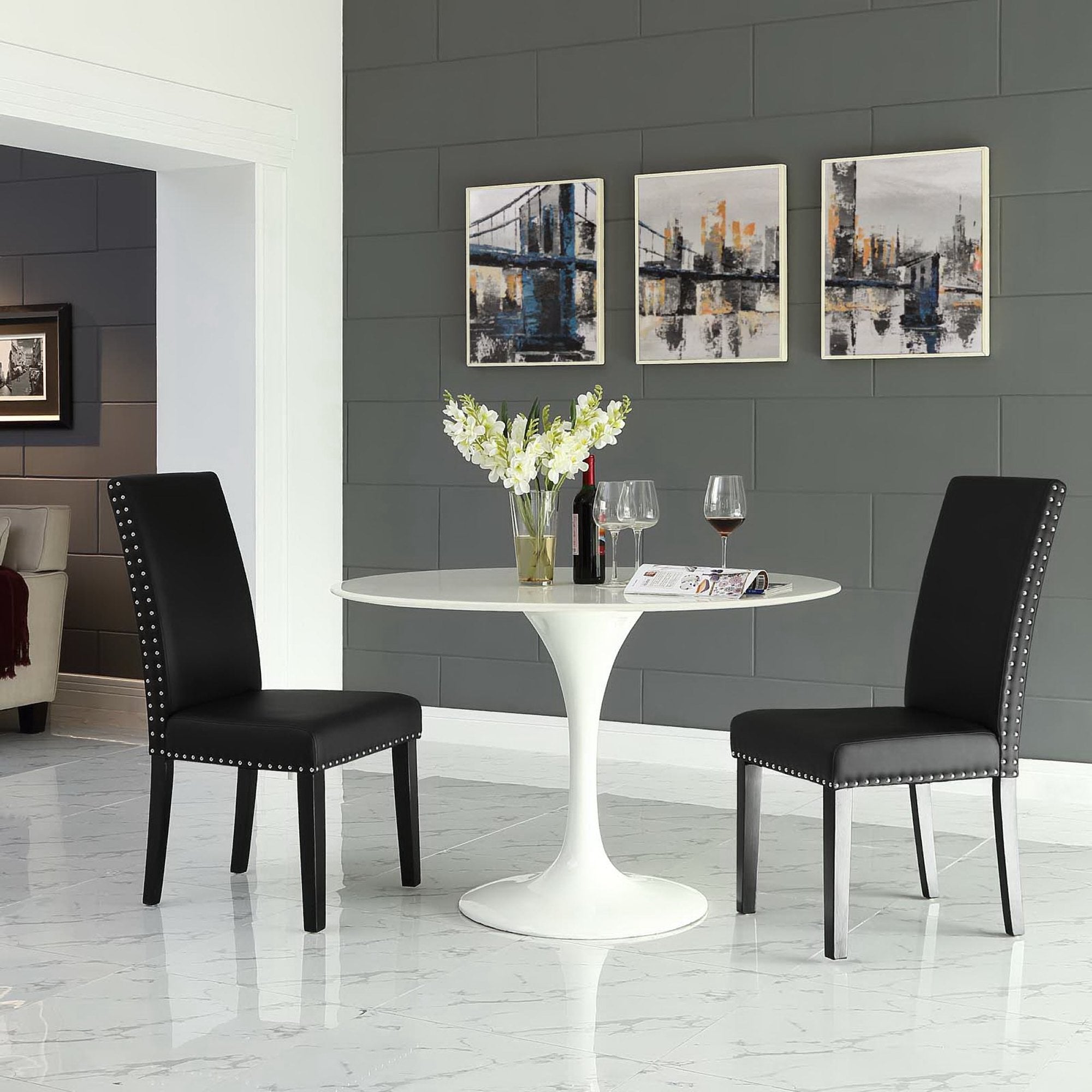 Modway Parcel Vinyl Dining Side Chair Set of 2