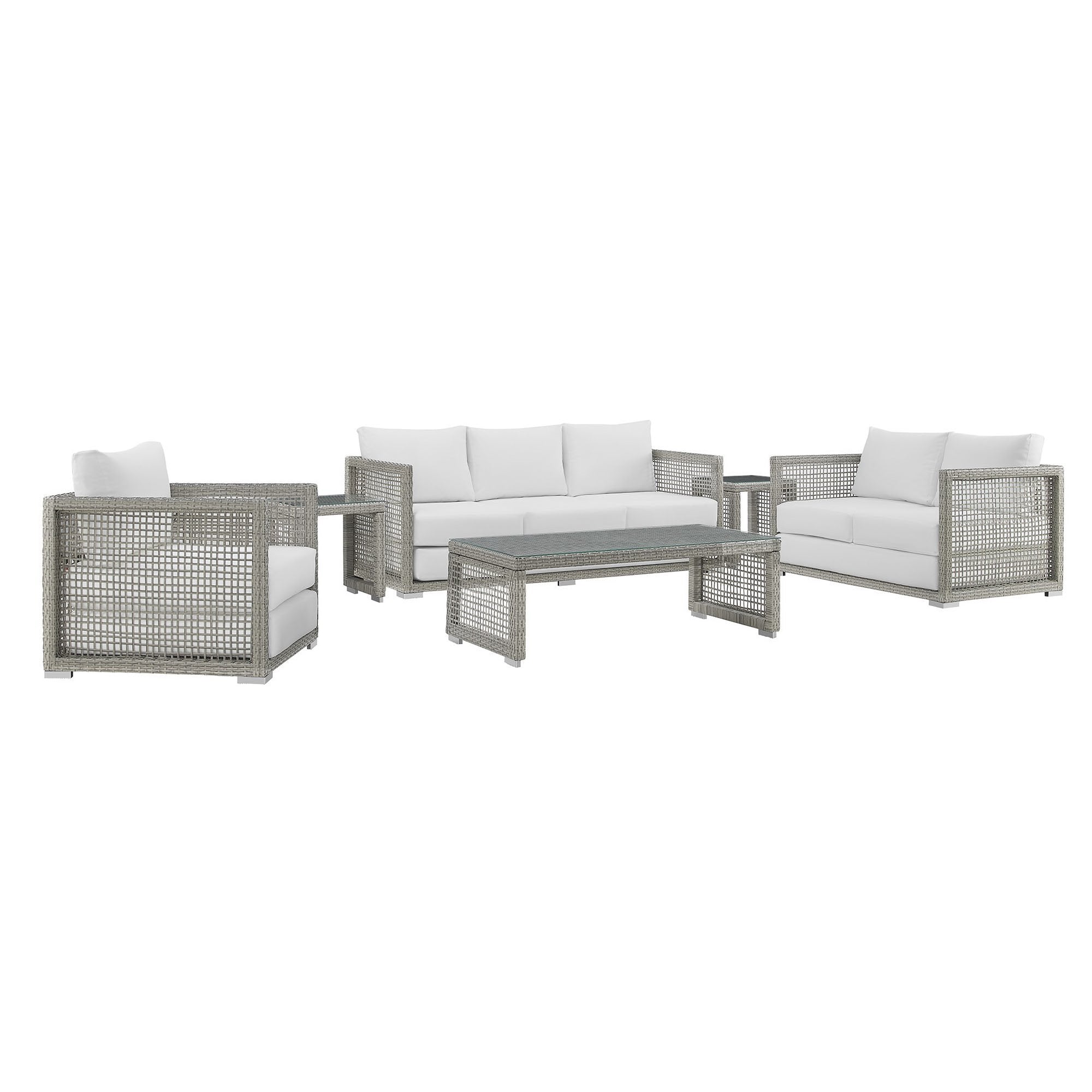 Modway Aura 6 Piece Outdoor Patio Wicker Rattan Set