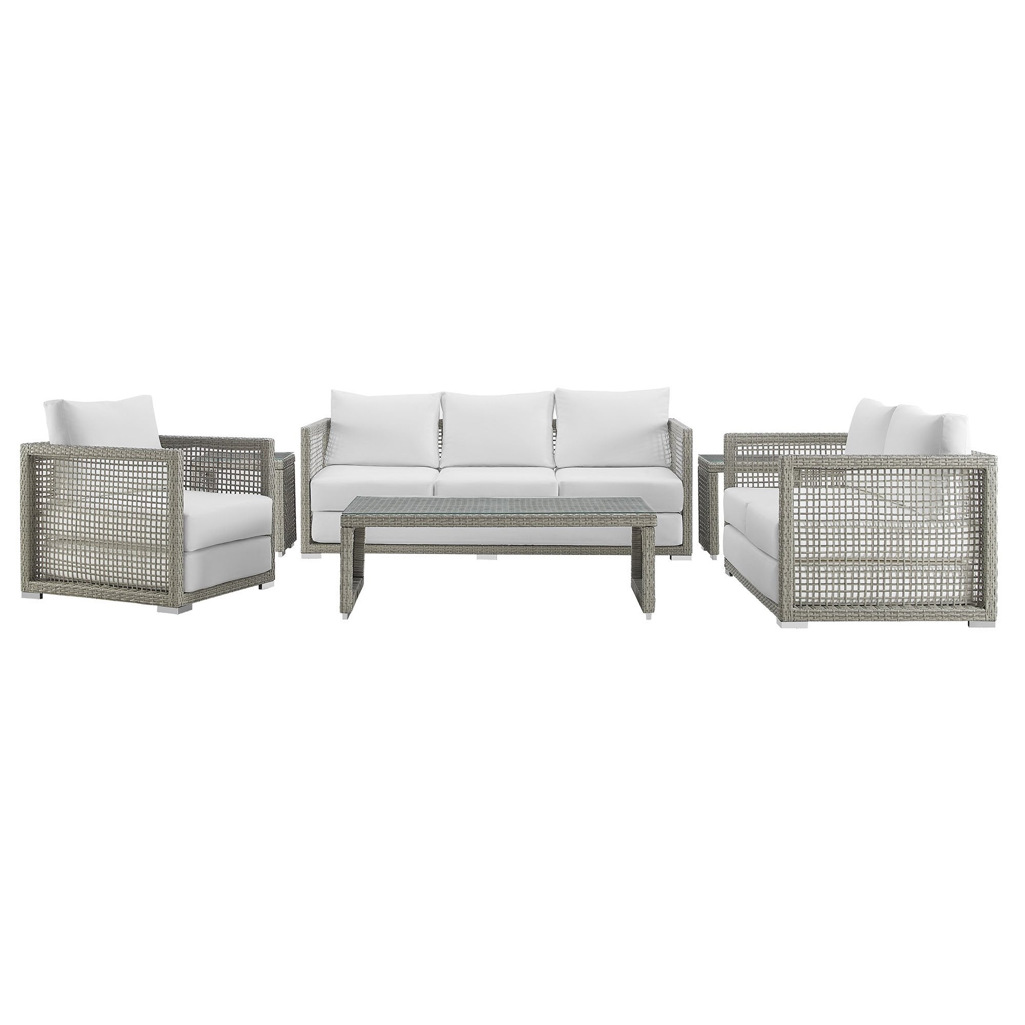 Modway Aura 6 Piece Outdoor Patio Wicker Rattan Set