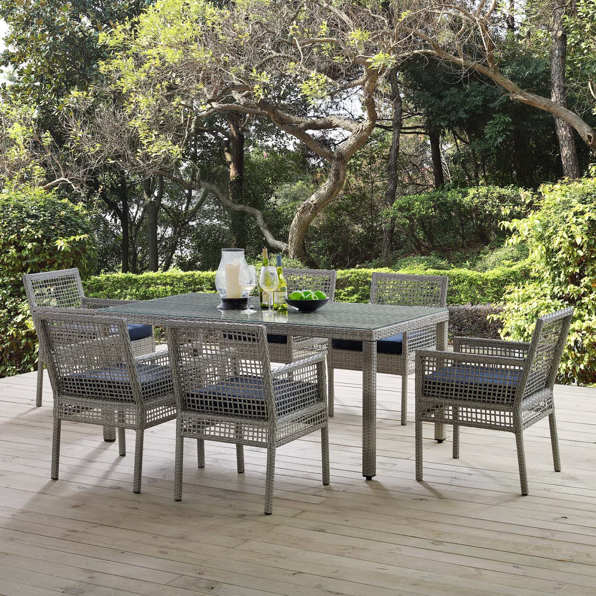 Modway Aura 7 Piece Outdoor Patio Wicker Rattan Set