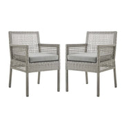 Modway Aura Outdoor Patio Wicker Rattan Dining Armchair Set of 2