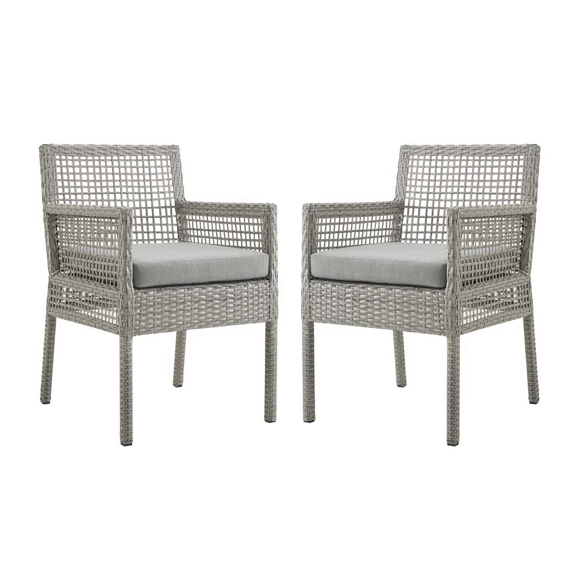 Modway Aura Outdoor Patio Wicker Rattan Dining Armchair Set of 2