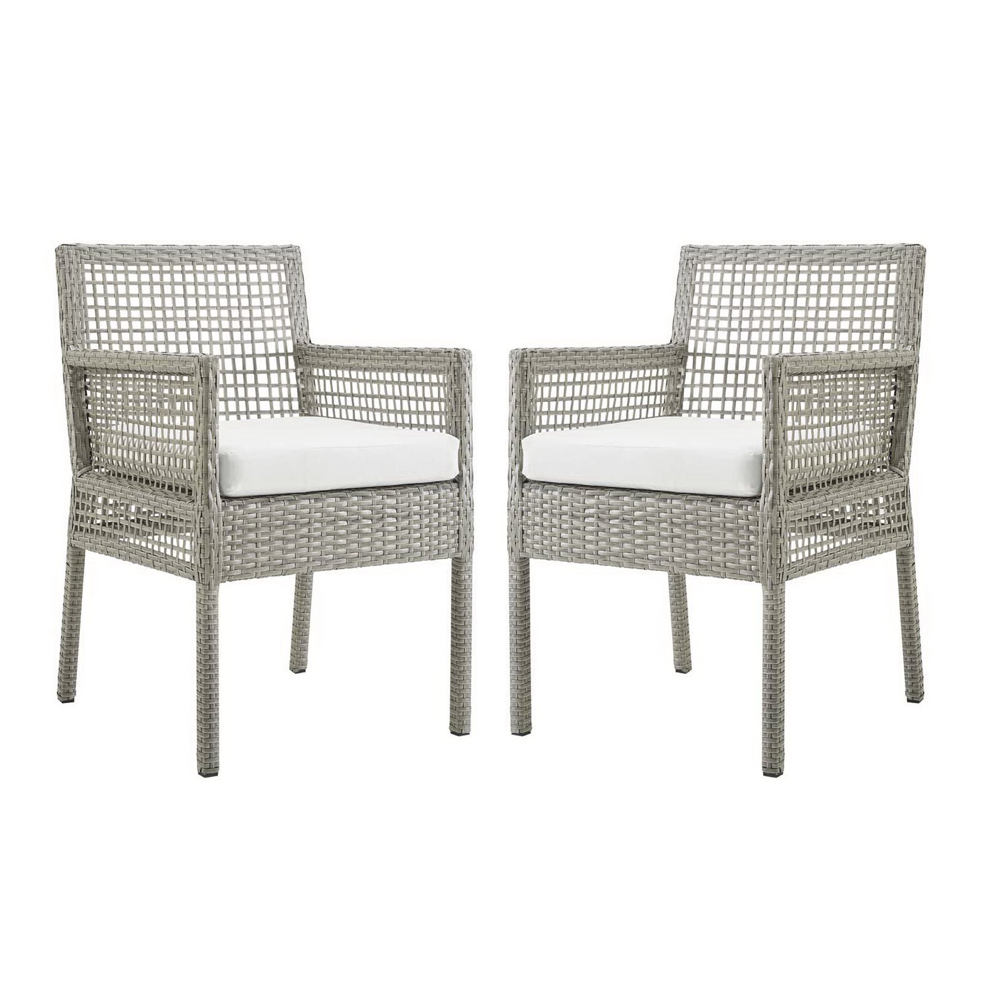 Modway Aura Outdoor Patio Wicker Rattan Dining Armchair Set of 2