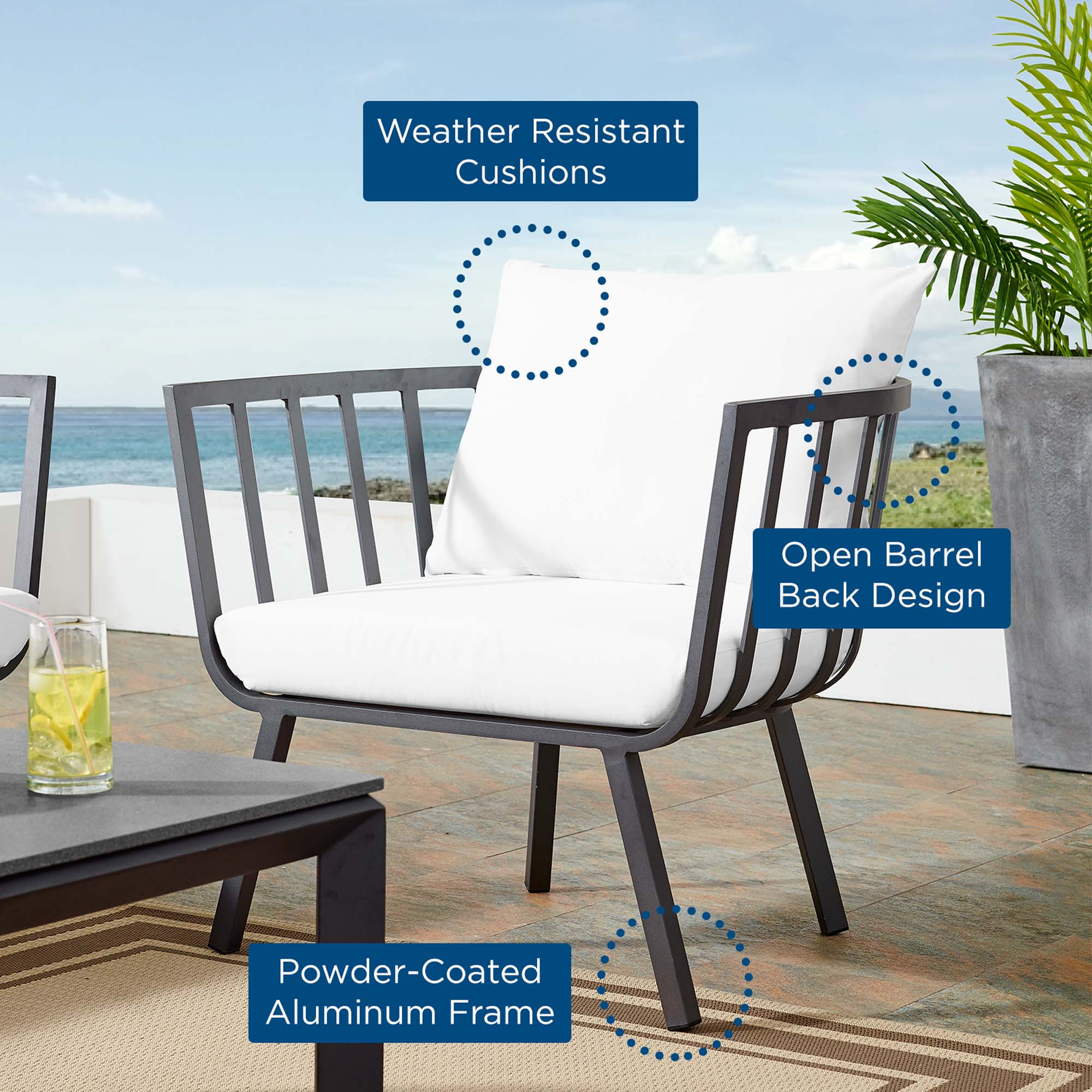 Modway Riverside Outdoor Patio Aluminum Armchair