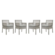 Modway Aura Outdoor Patio Wicker Rattan Dining Armchair Set of 4