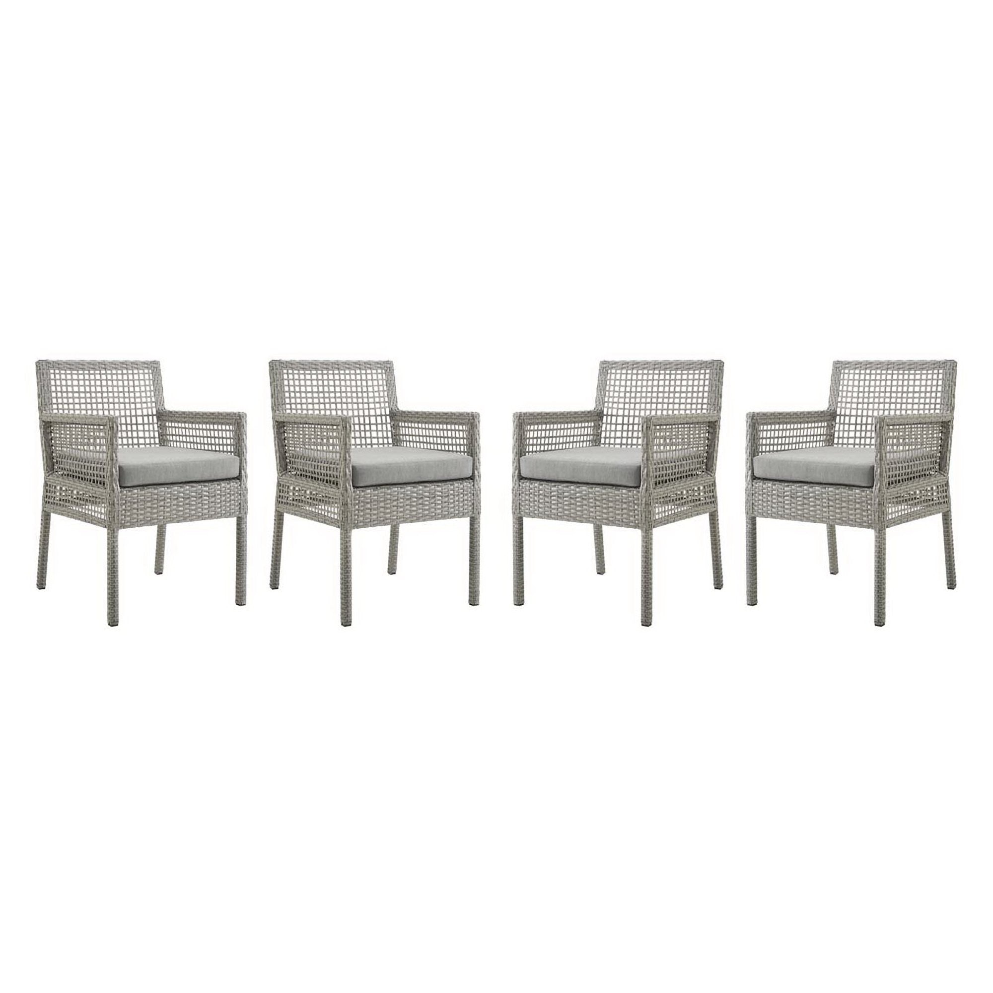 Modway Aura Outdoor Patio Wicker Rattan Dining Armchair Set of 4