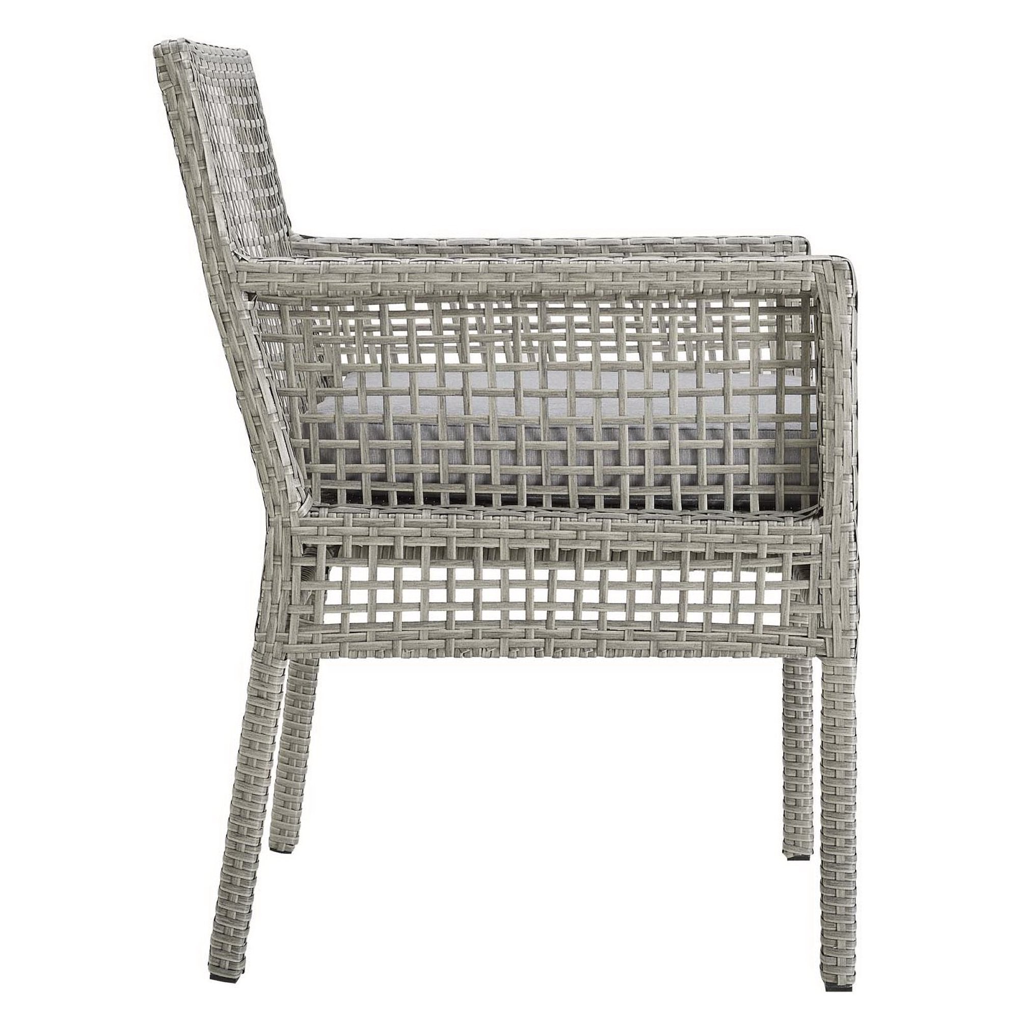 Modway Aura Outdoor Patio Wicker Rattan Dining Armchair Set of 4
