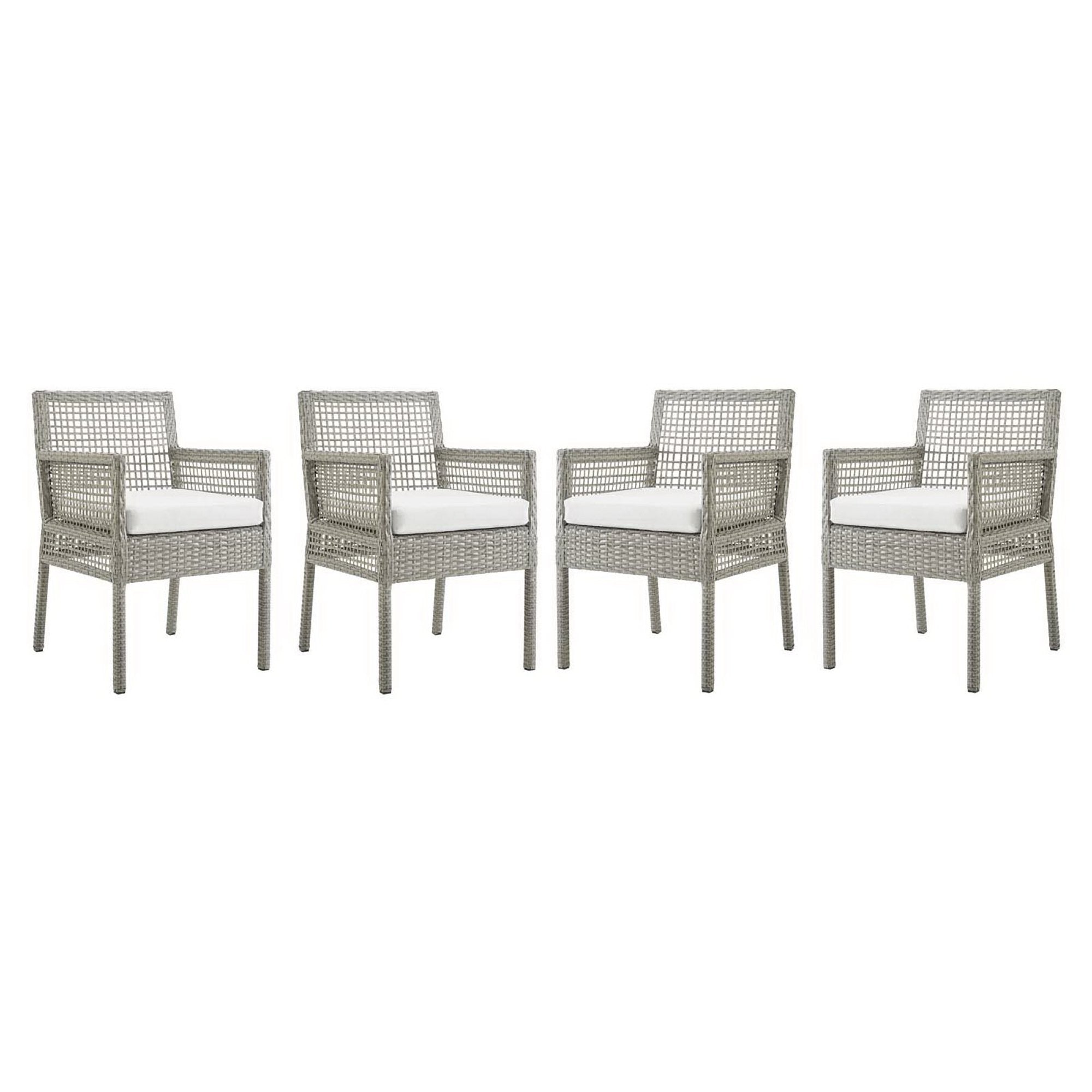 Modway Aura Outdoor Patio Wicker Rattan Dining Armchair Set of 4