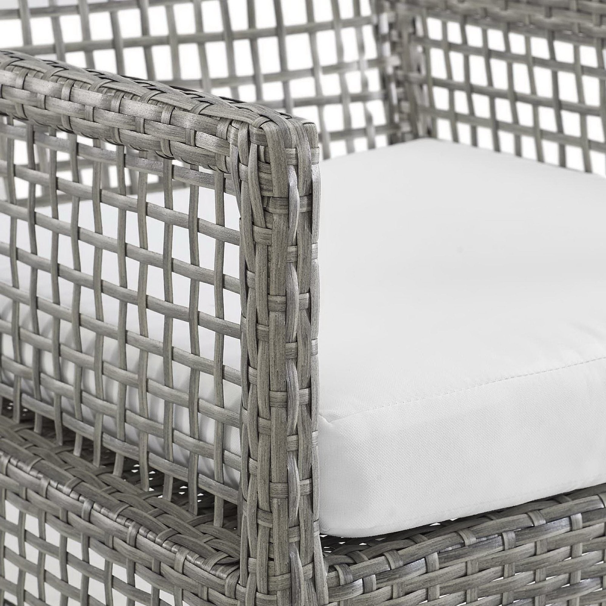 Modway Aura Outdoor Patio Wicker Rattan Dining Armchair Set of 4