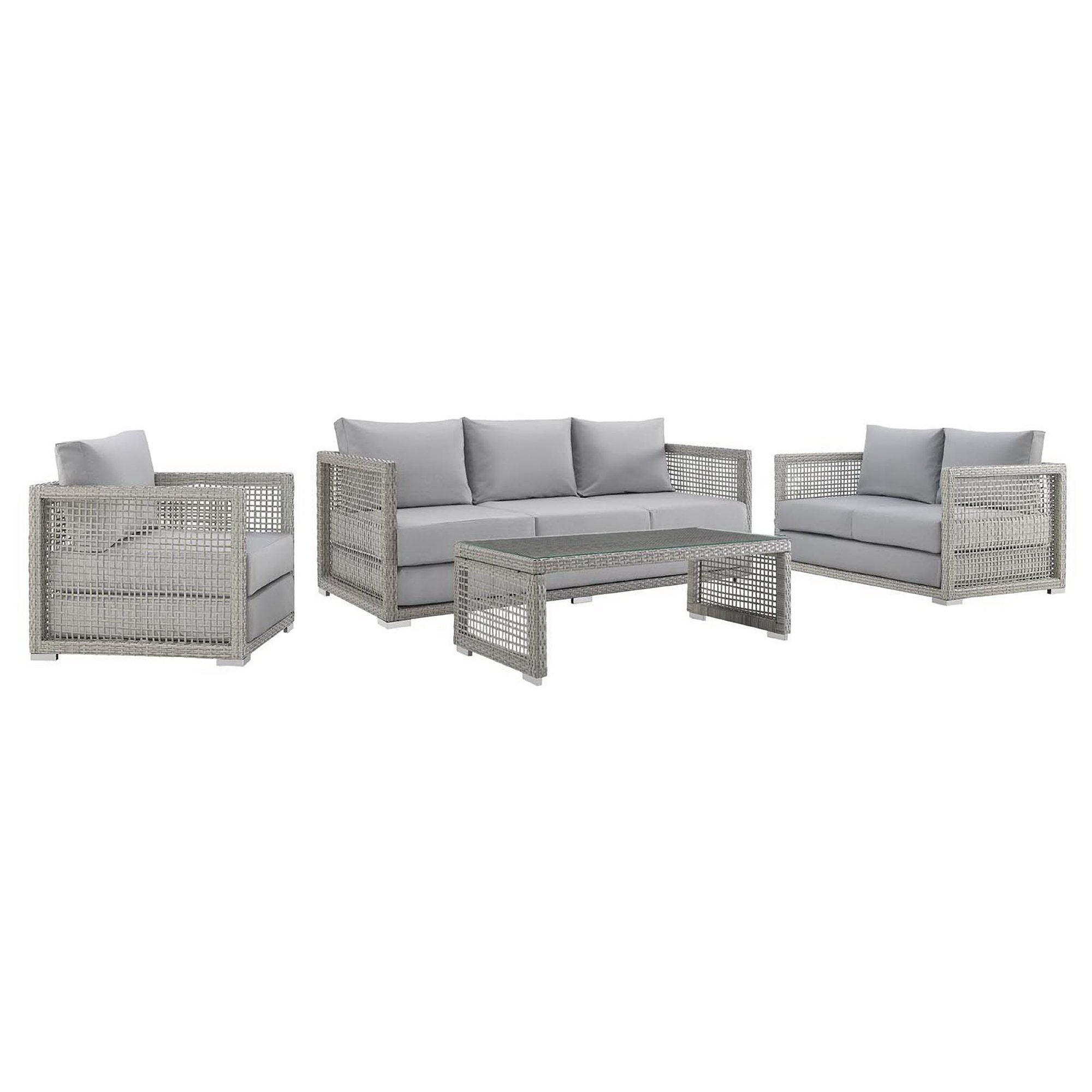 Modway Aura 4 Piece Outdoor Patio Wicker Rattan Set