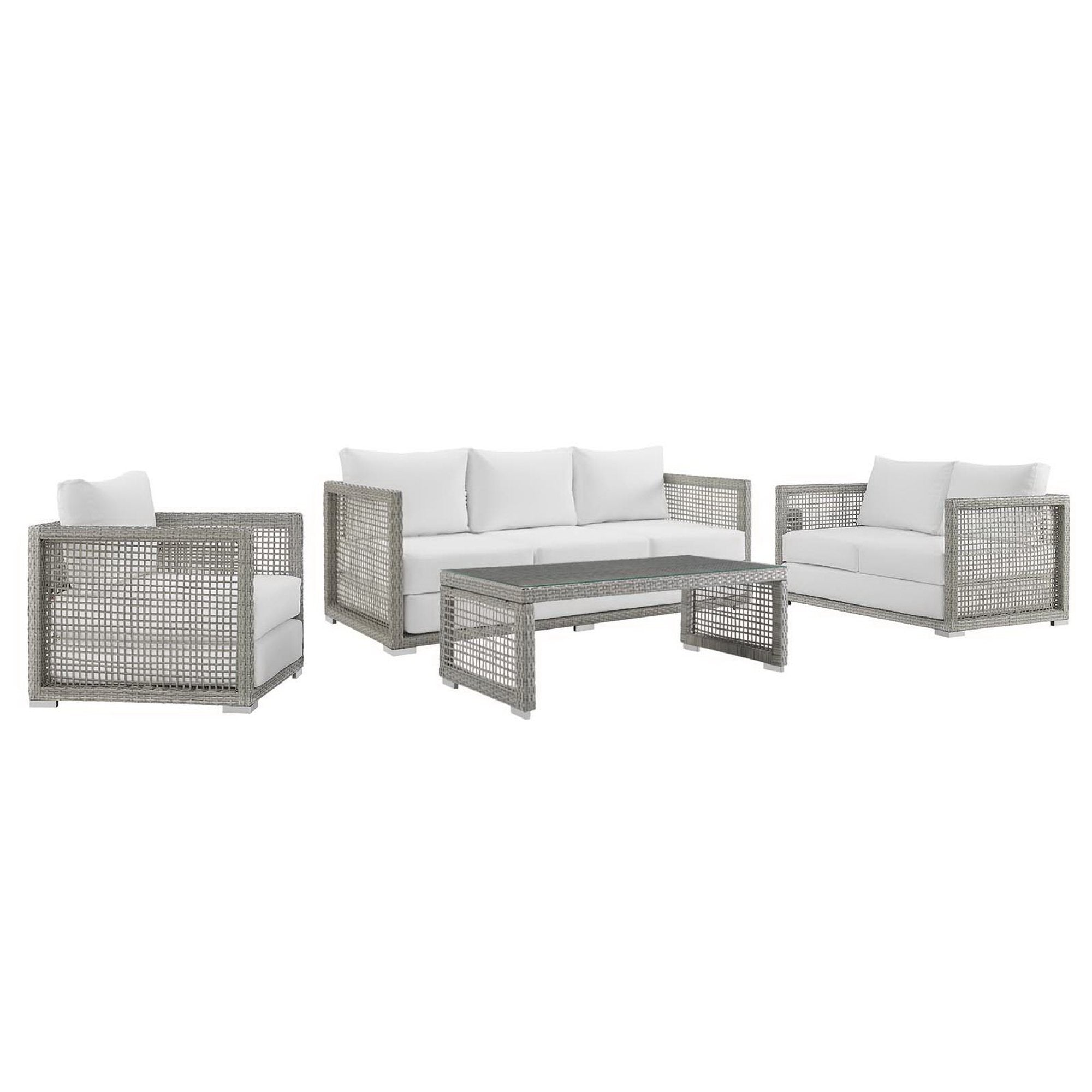 Modway Aura 4 Piece Outdoor Patio Wicker Rattan Set