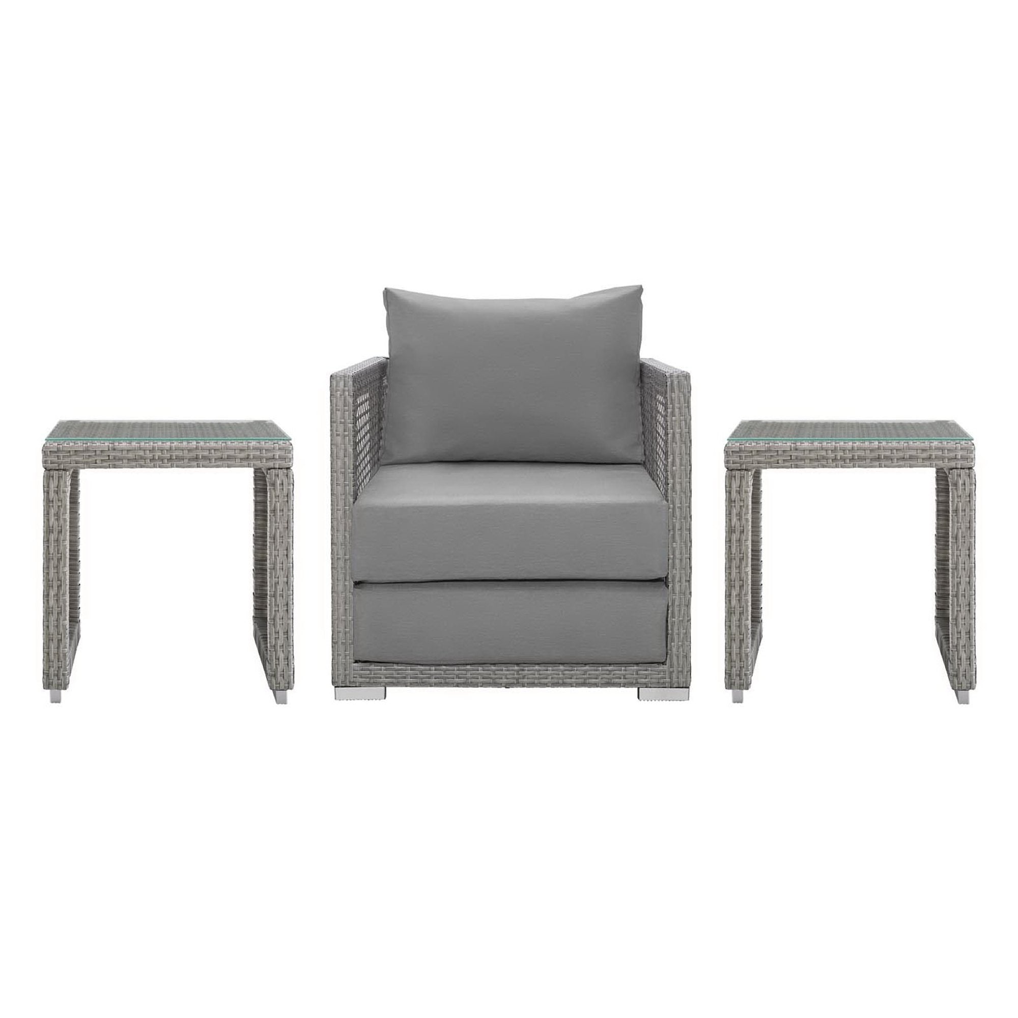 Modway Aura 3 Piece Outdoor Patio Wicker Rattan Set