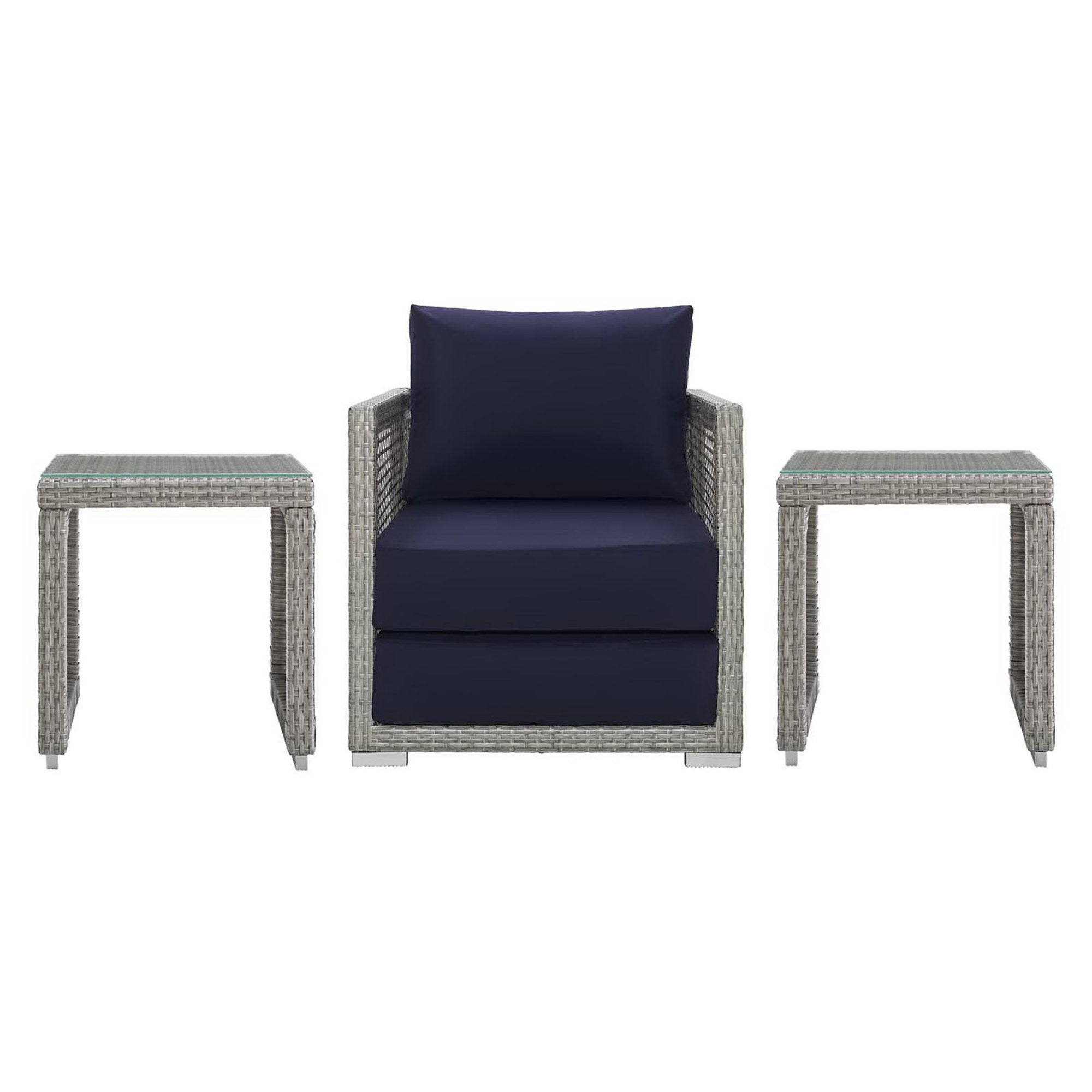 Modway Aura 3 Piece Outdoor Patio Wicker Rattan Set