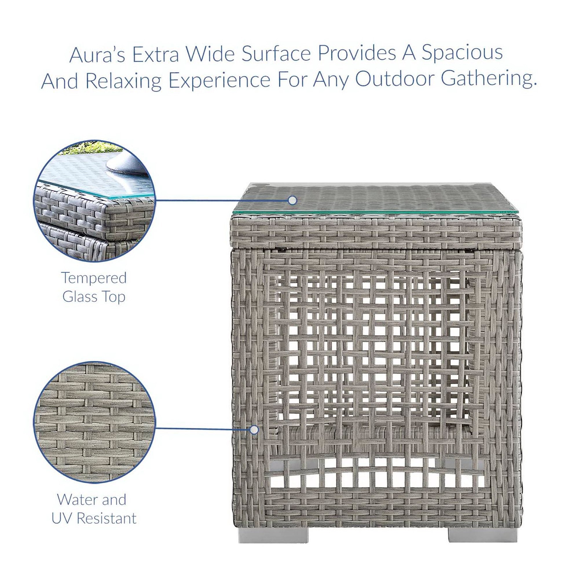 Modway Aura 3 Piece Outdoor Patio Wicker Rattan Set