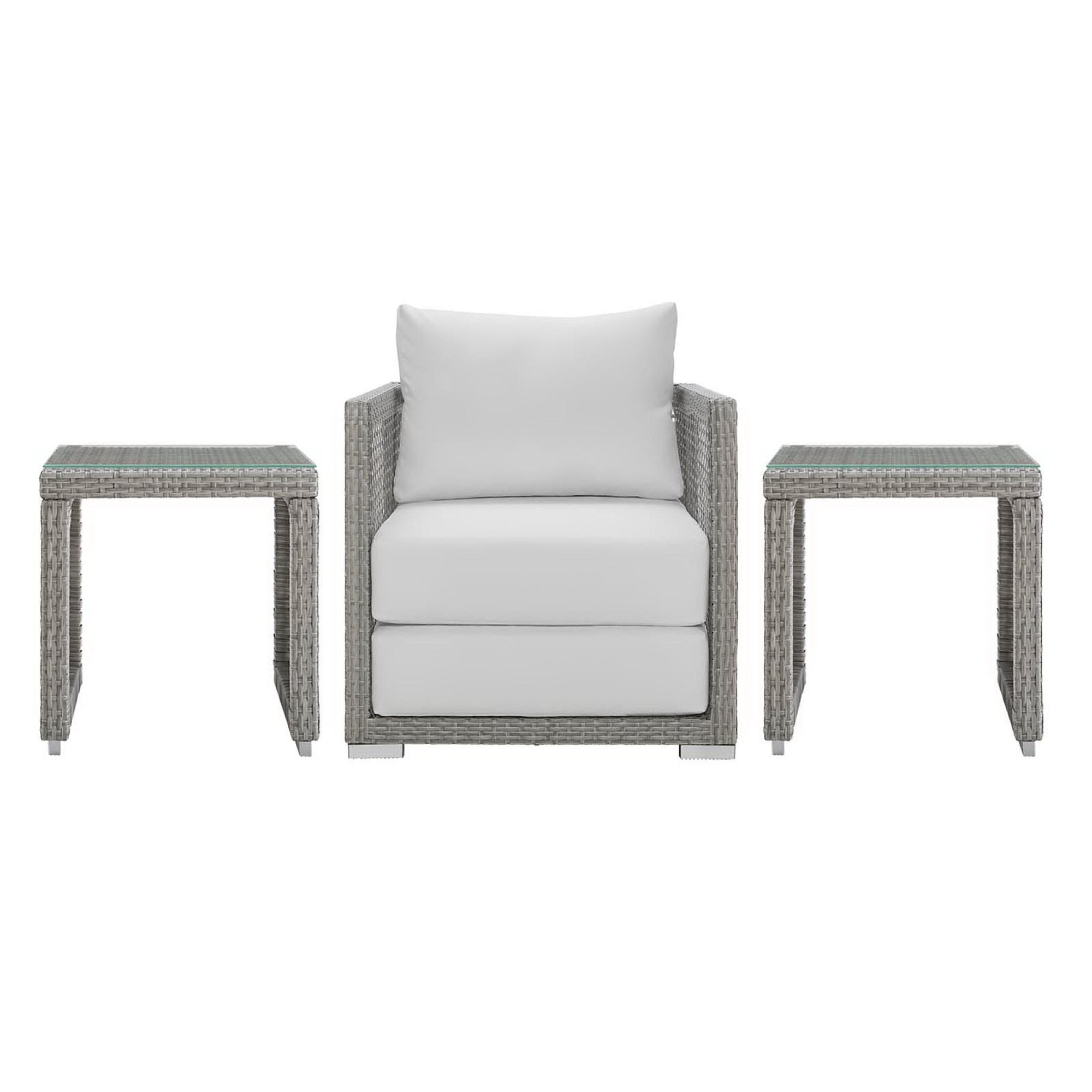 Modway Aura 3 Piece Outdoor Patio Wicker Rattan Set