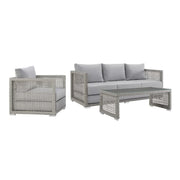 Modway Aura 3 Piece Outdoor Patio Wicker Rattan Set