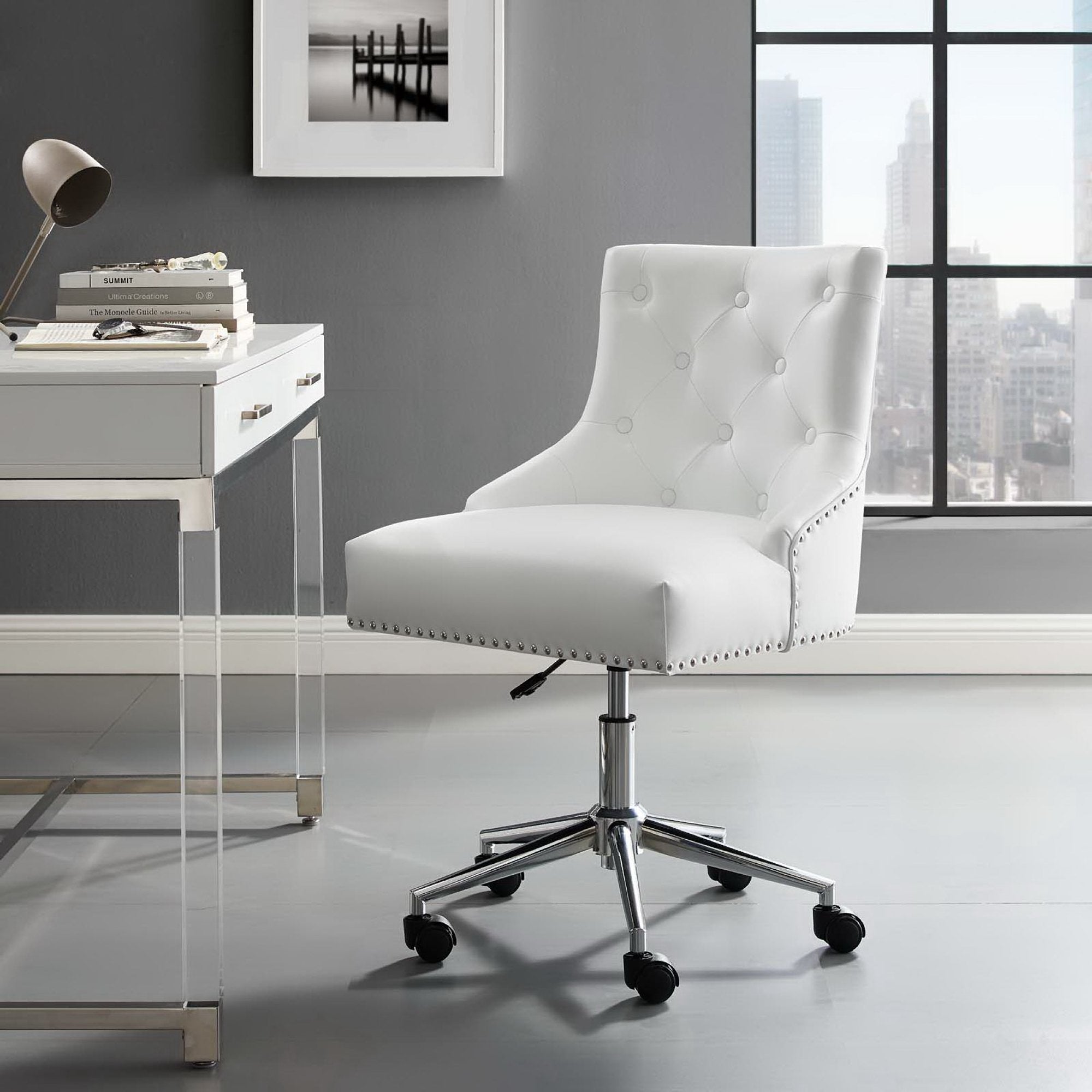 Modway Regent Tufted Button Swivel Faux Leather Office Chair