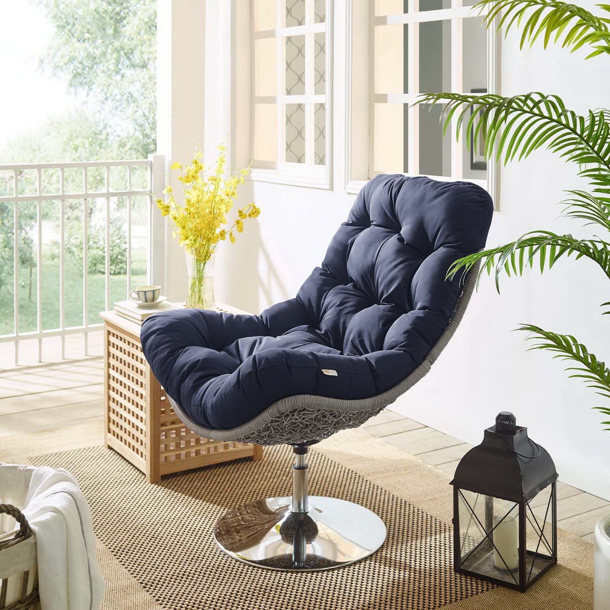 Modway Brighton Wicker Rattan Outdoor Patio Swivel Lounge Chair