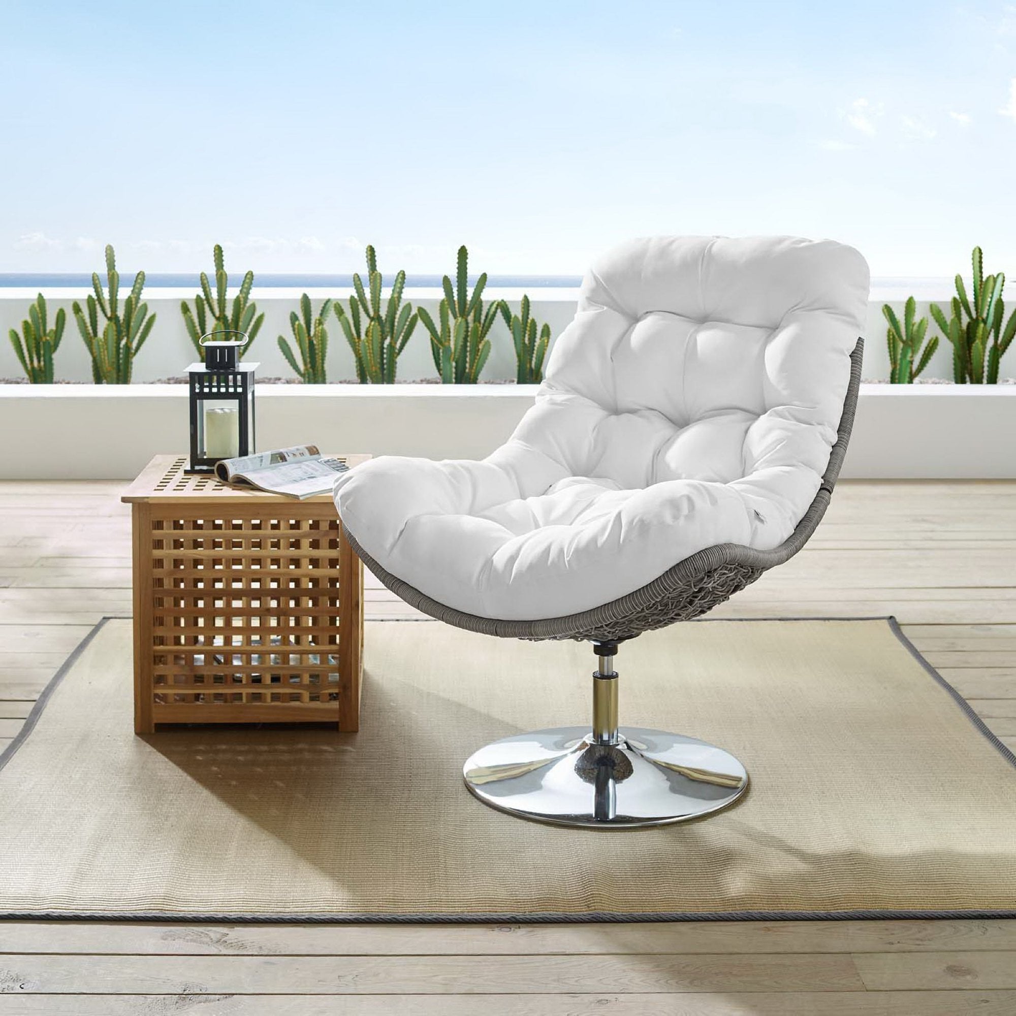 Modway Brighton Wicker Rattan Outdoor Patio Swivel Lounge Chair