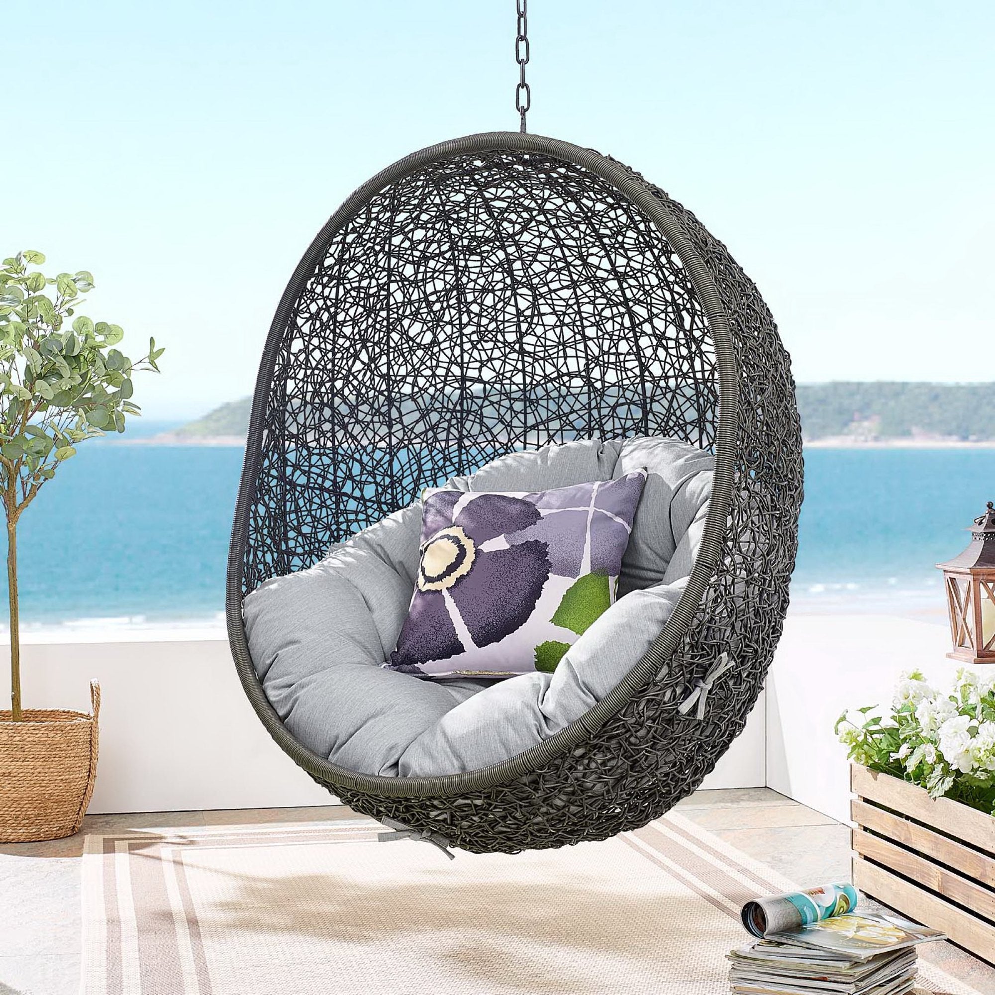 Modway Hide Sunbrella® Fabric Swing Outdoor Patio Lounge Chair Without Stand