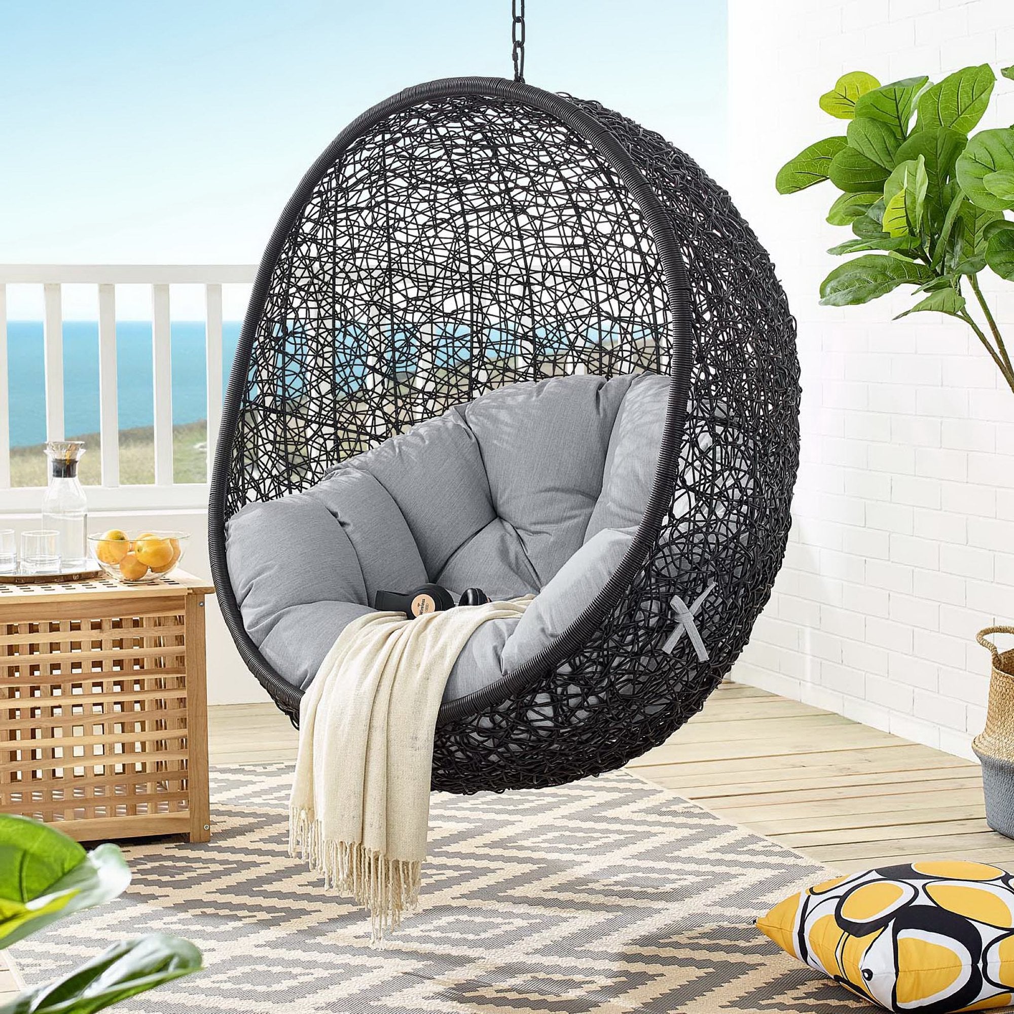 Modway Encase Sunbrella® Fabric Swing Outdoor Patio Lounge Chair Without Stand