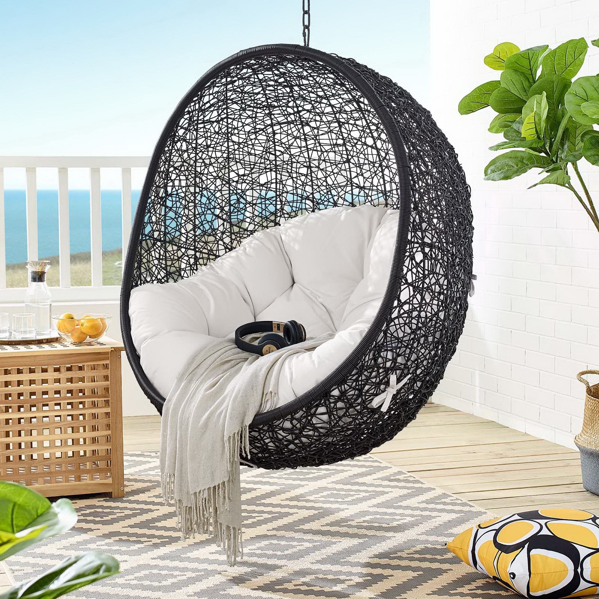 Modway Encase Sunbrella® Fabric Swing Outdoor Patio Lounge Chair Without Stand