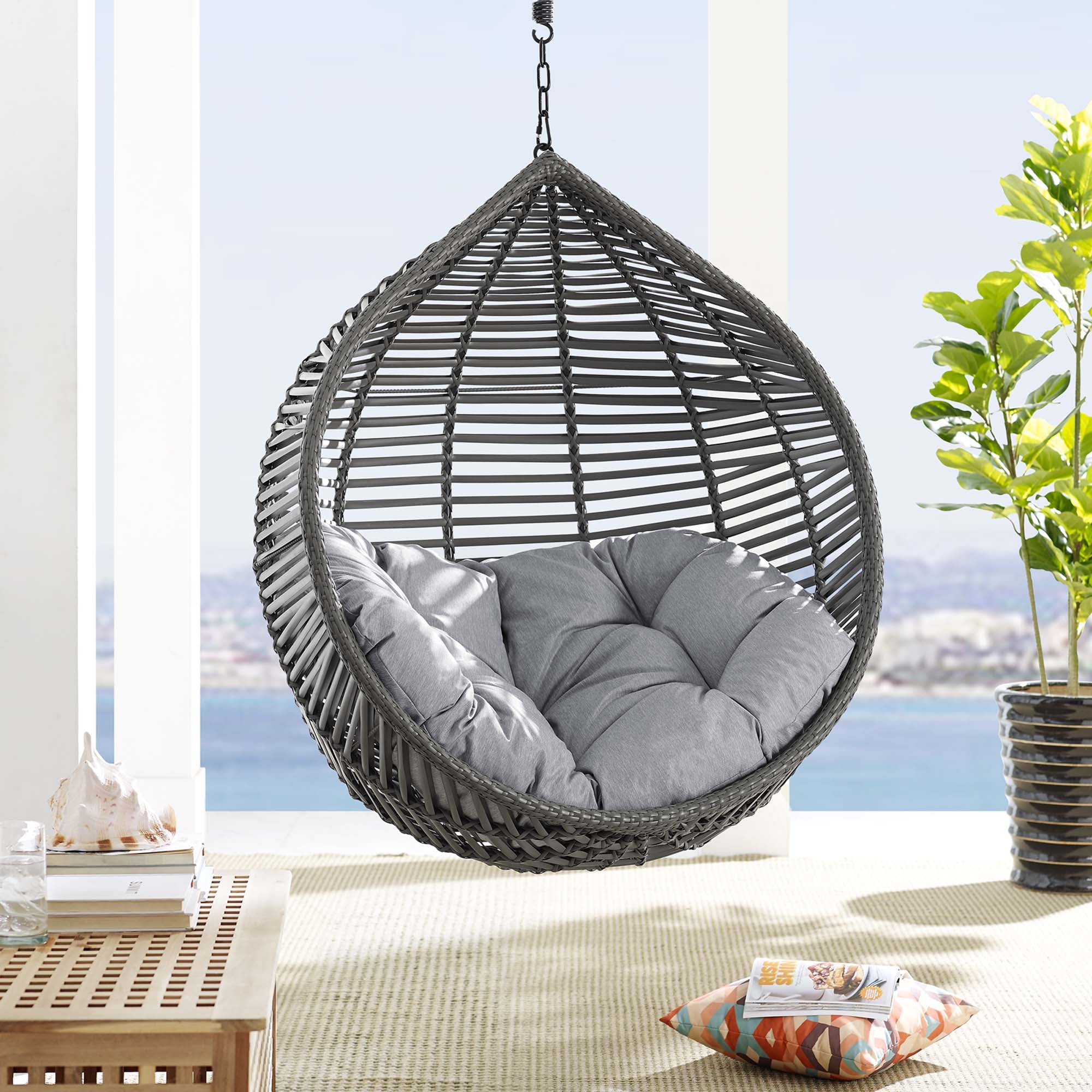 Modway Garner Teardrop Outdoor Patio Swing Chair Without Stand