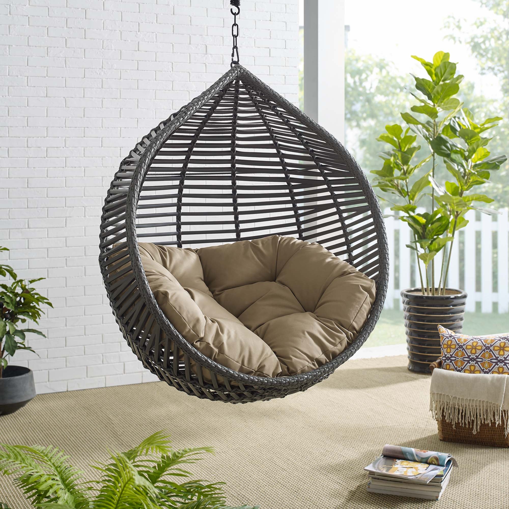 Modway Garner Teardrop Outdoor Patio Swing Chair Without Stand