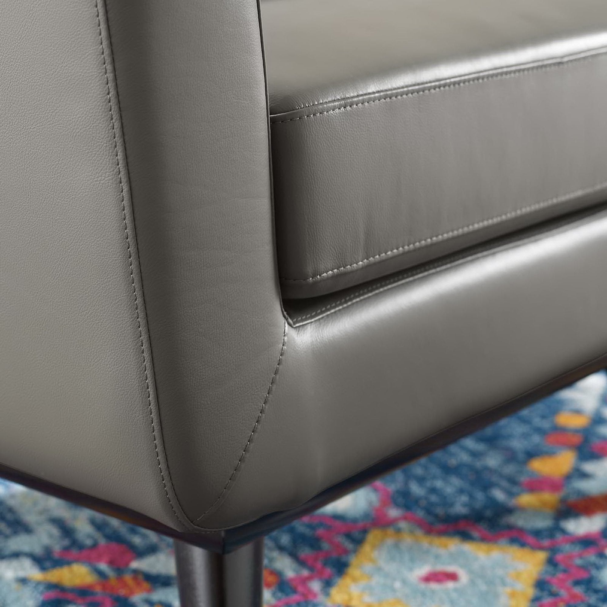 Modway Engage Top-Grain Leather Living Room Lounge Accent Armchair