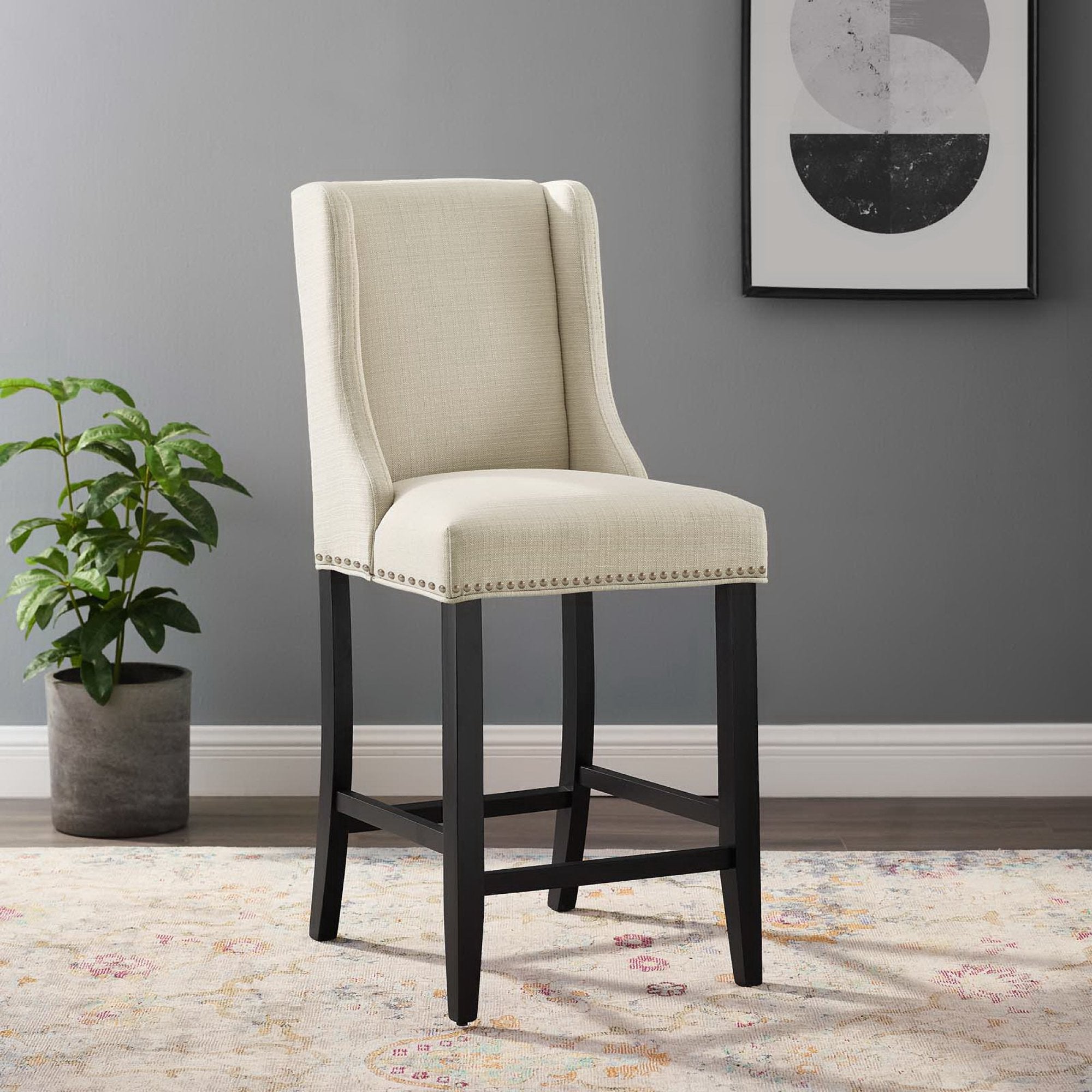 Modway Baron Upholstered Fabric Counter Stool