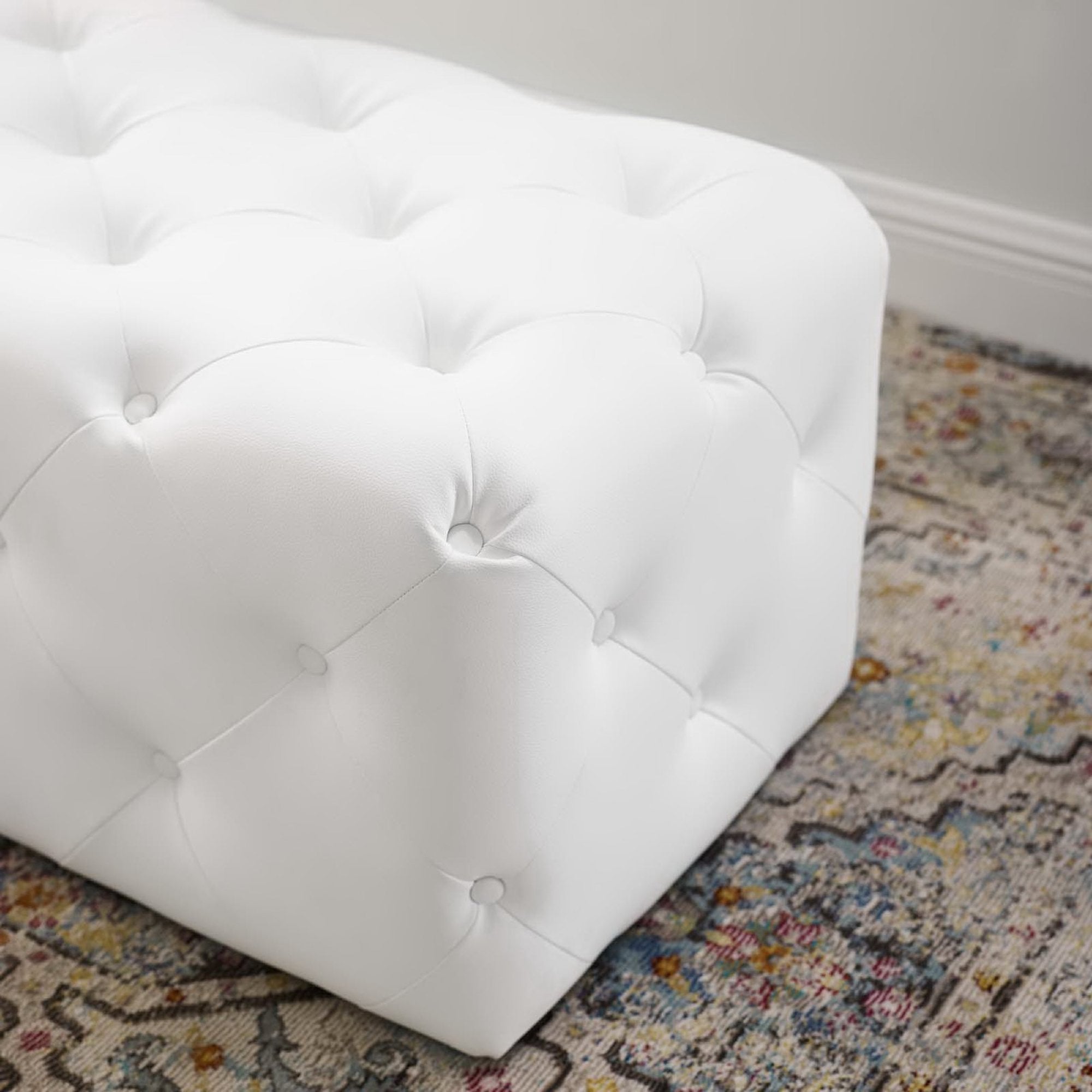 Modway Amour 48" Tufted Button Entryway Faux Leather Bench