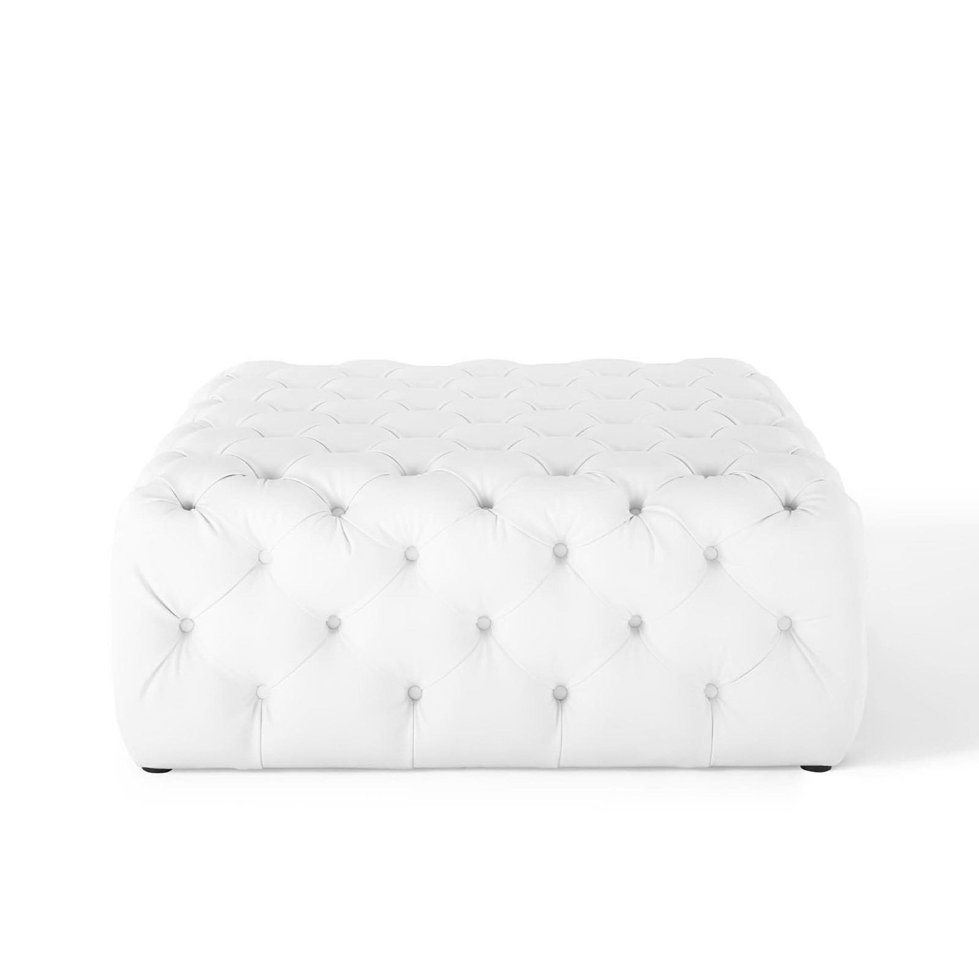 Modway Amour Tufted Button Large Square Faux Leather Ottoman