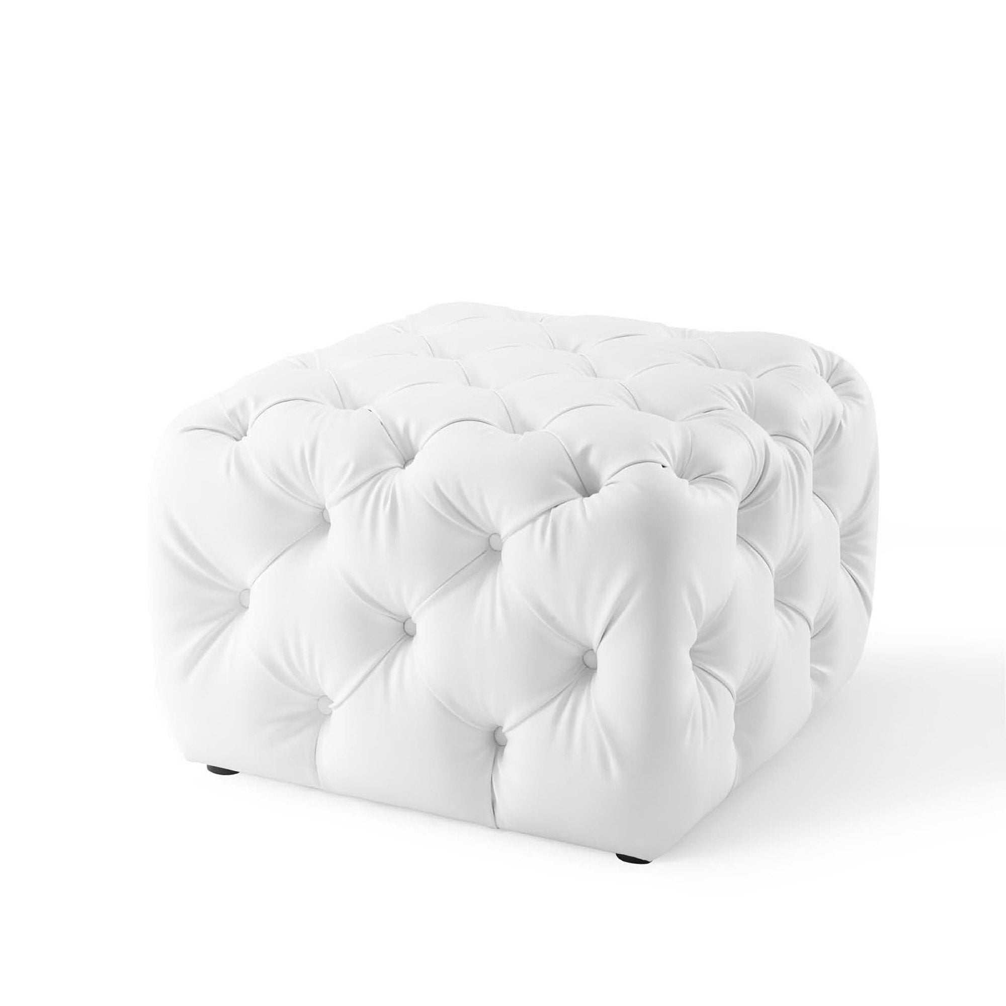 Modway Amour Tufted Button Square Faux Leather Ottoman